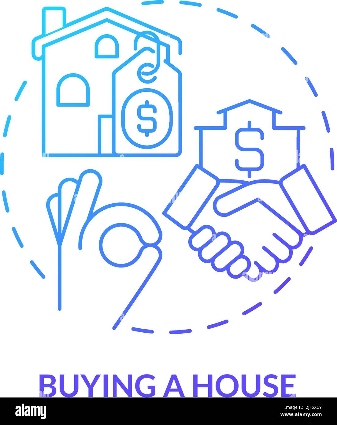 Buying house blue gradient concept icon Stock Vector