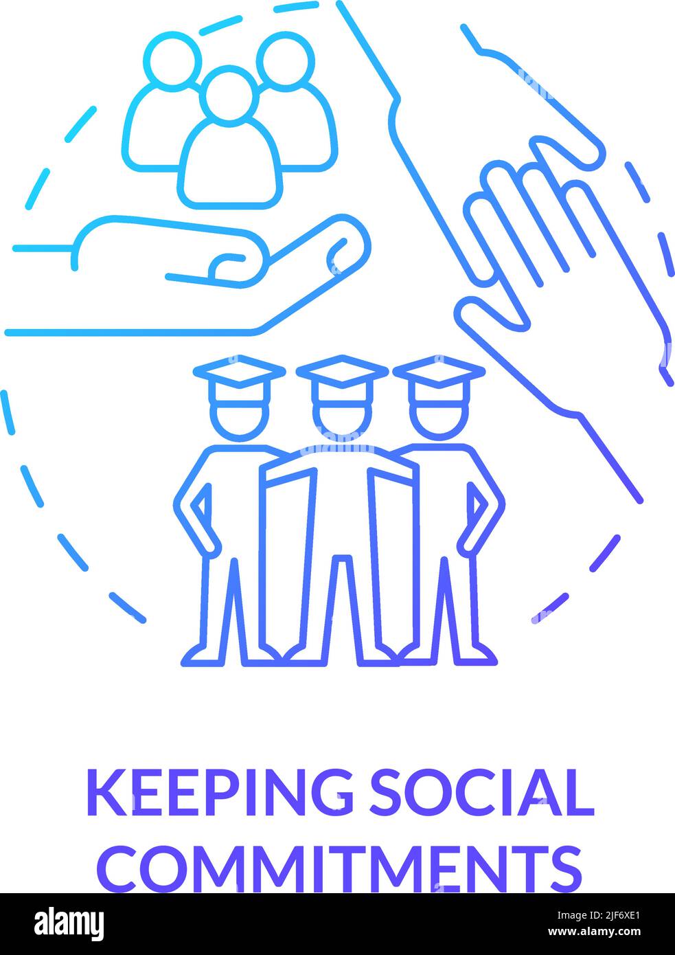 Keeping social commitments blue gradient concept icon Stock Vector