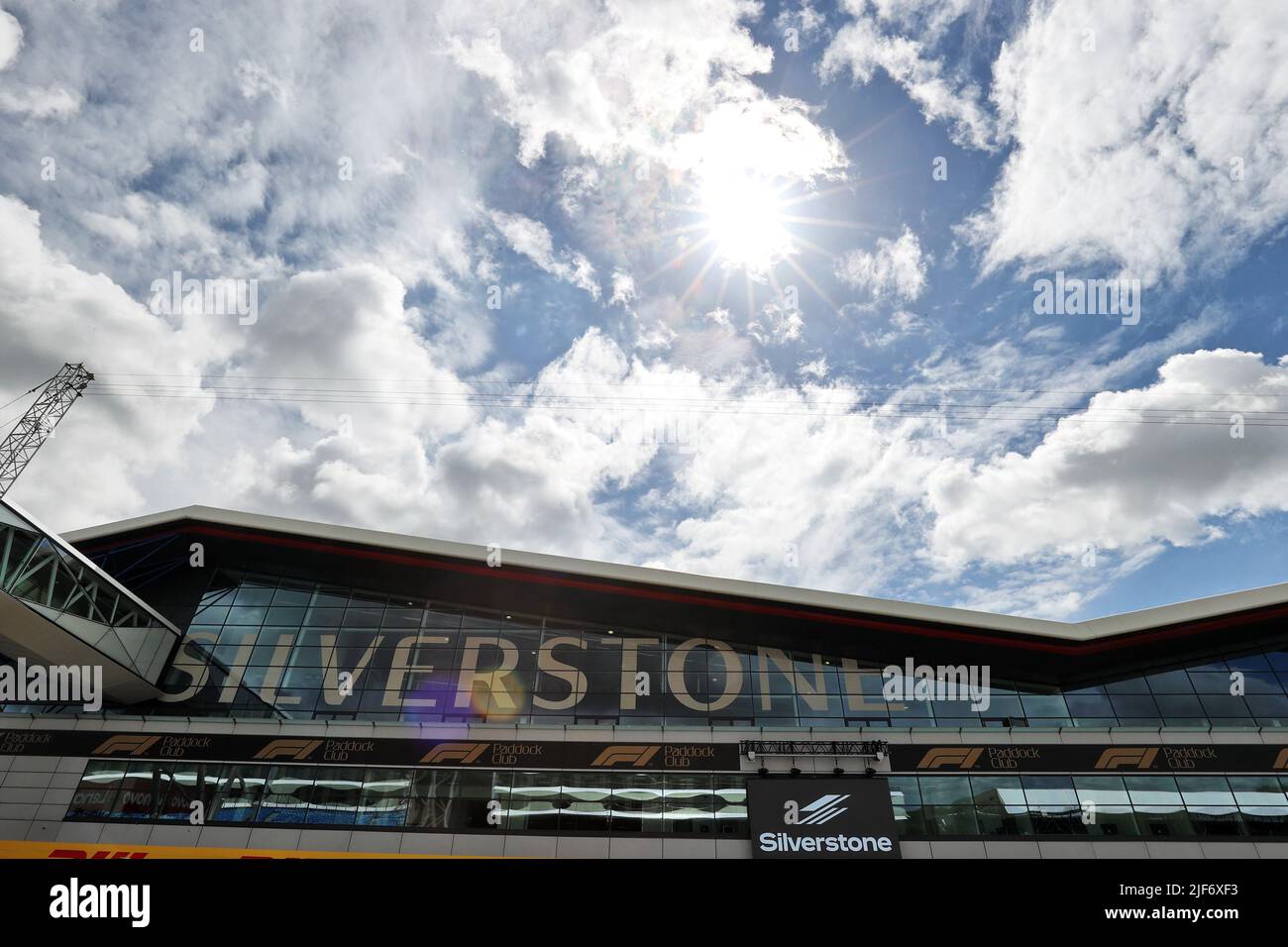 Circuit atmosphere - Wing building. British Grand Prix, Thursday 30th June 2022. Silverstone, England. Credit: James Moy/Alamy Live News Stock Photo