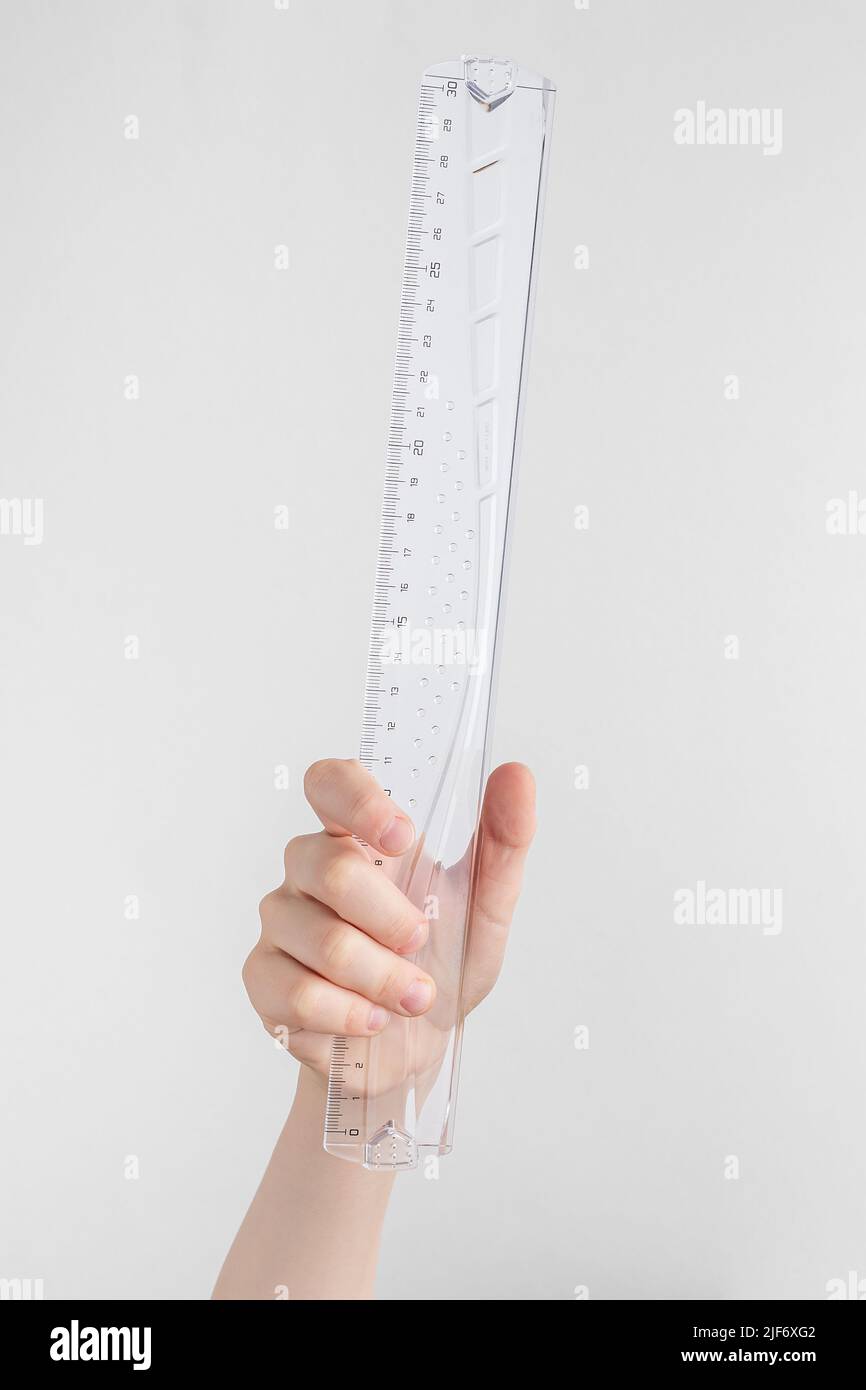 Plastic transparent Ruler with white background Stock Photo - Alamy