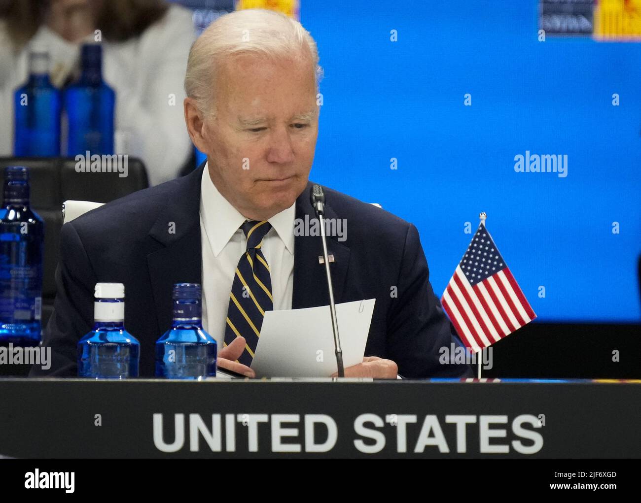 Madrid, Spain. 30th June, 2022. President Joe Biden attends a NATO heads of state and governments meeting on the final day of a NATO summit in Madrid, Spain, Thursday, June 30, 2022. Photo by Paul Hanna/UPI Credit: UPI/Alamy Live News Stock Photo