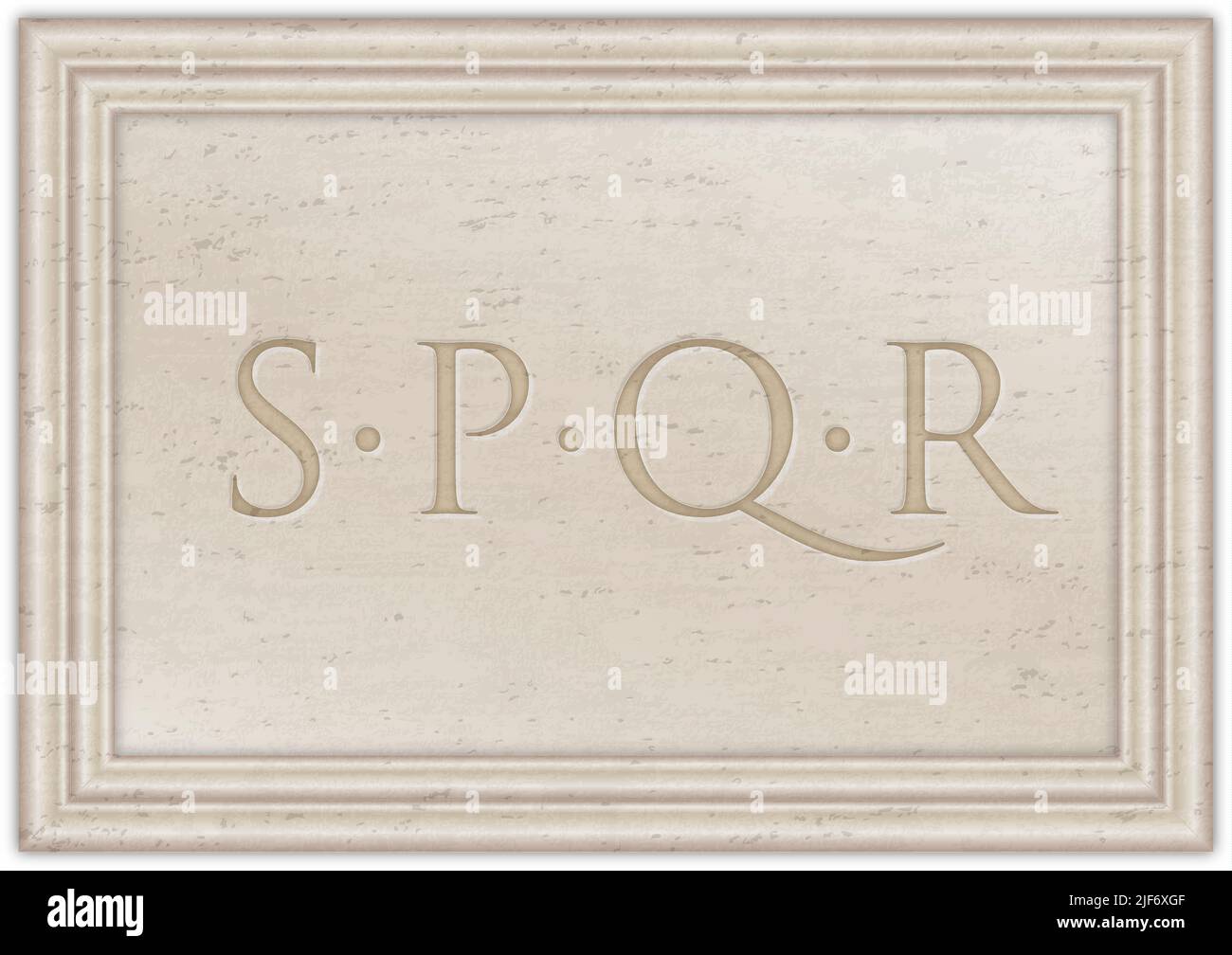 Marble plaque with ancient Latin letters S.P.Q.R., Senatus Populus Quirites Romani, illustration Stock Photo