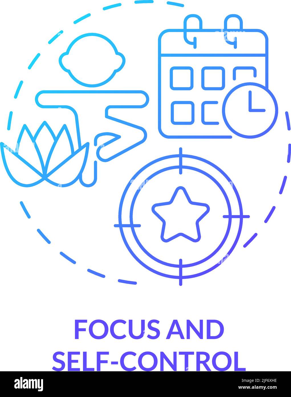 Focus and self-control blue gradient concept icon Stock Vector