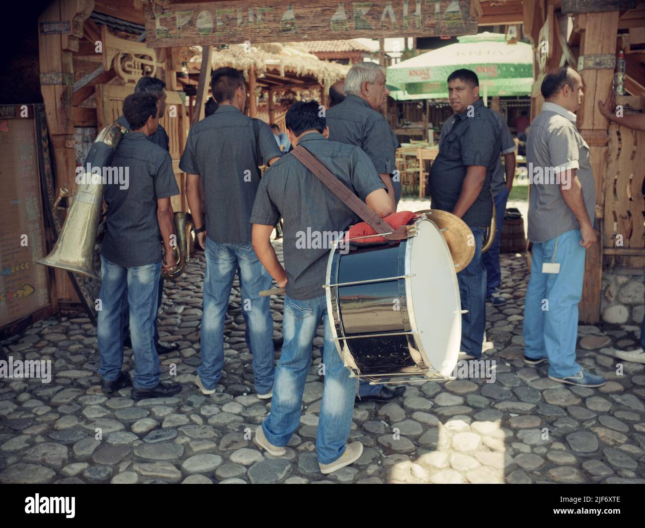 brass band at the Guca Trumpet Festival in central Serbia Stock Photo