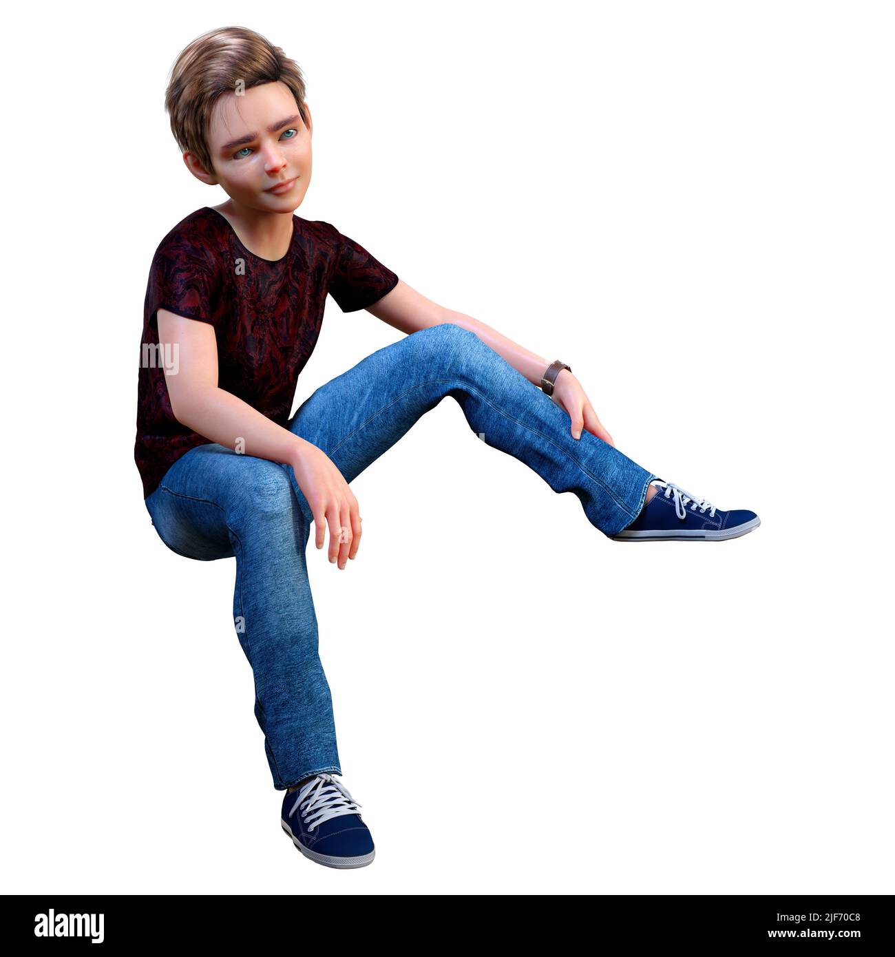 Boy Rendering 3D rendering of a cool teenager boy isolated on white background Stock ...