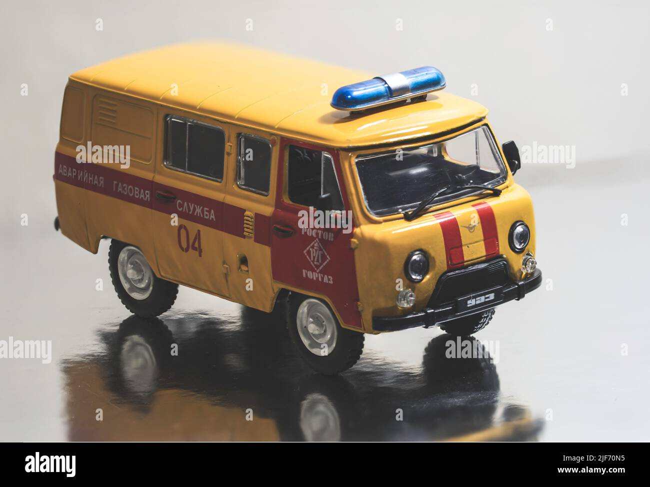 Classic offroad van in the old city. Uaz 452 Stock Photo