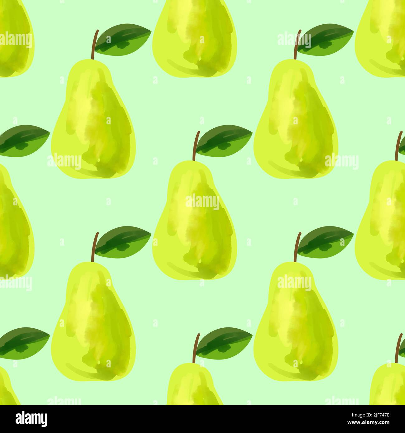 Seamless pattern with iIllustration of a pear on a green background ...