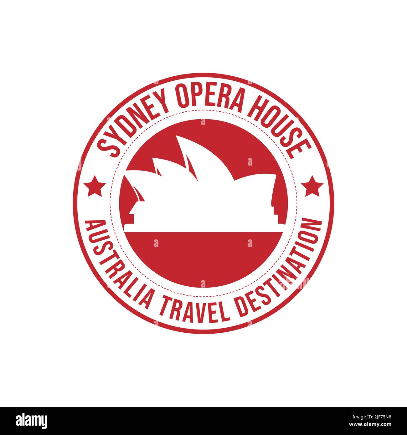 Badge rubber stamp with the text Sydney opera house travel destination written inside the stamp. Time to travel. Australia modern architecture travel Stock Vector