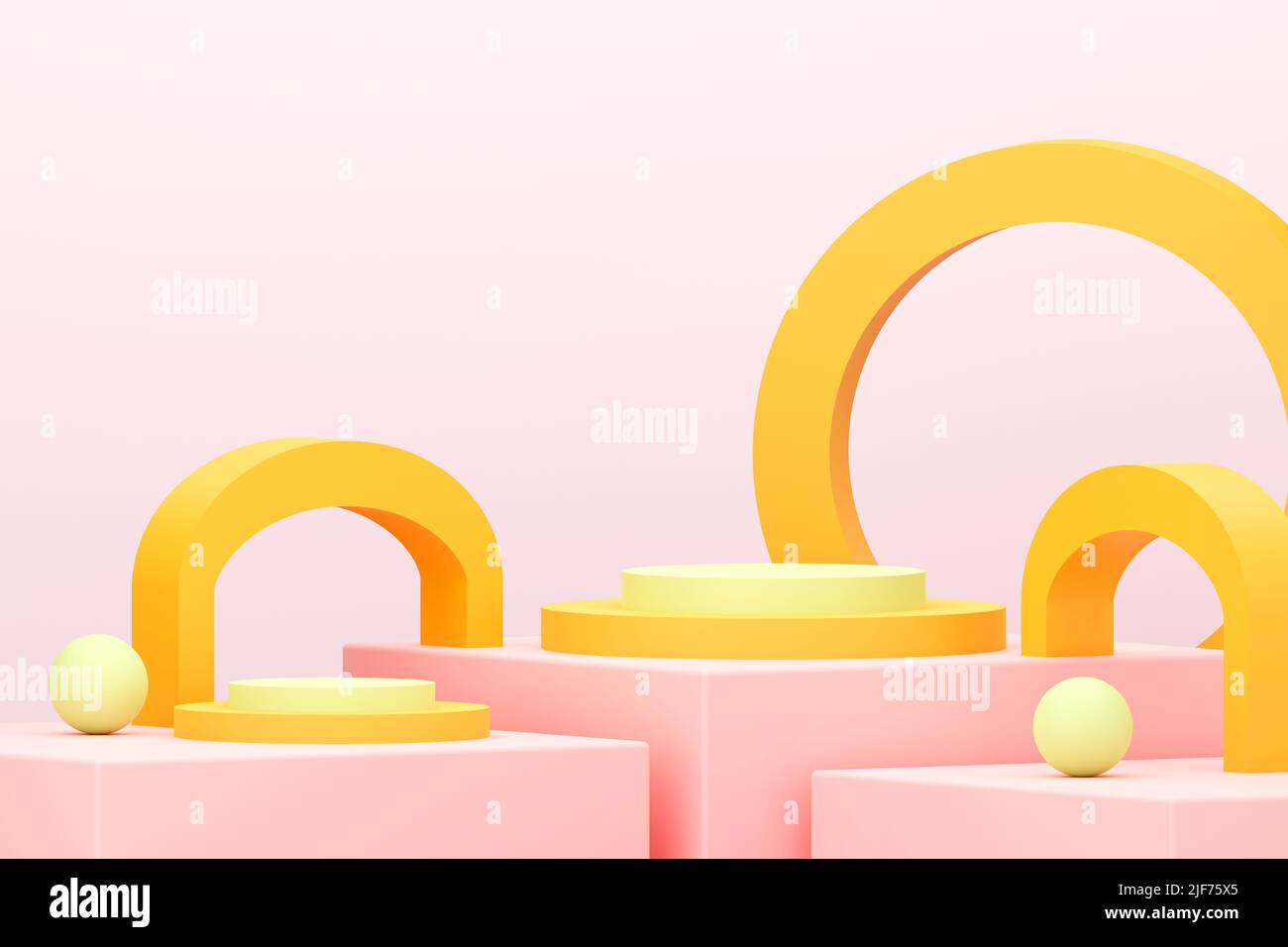 3D illustaration of a pink pastel portal with a white frame inside. Simple  geometric shapes.Cosmetic product display, podium, pedestal or platform  Stock Photo - Alamy