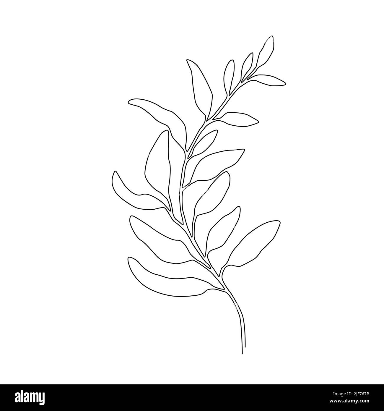 Continuous one line tree leaf. Vector illustration. Stock Vector