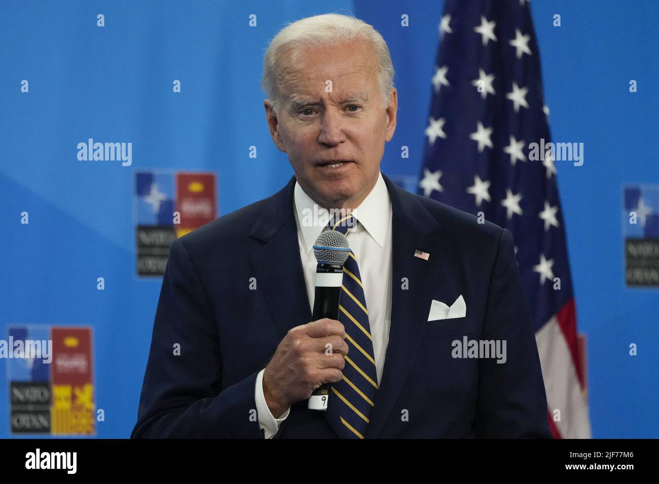Madrid, Spain. 30th June, 2022. President Joe Biden speaks during a news conference on the final day of a NATO summit in Madrid, Spain, Thursday, June 30, 2022. Photo by Paul Hanna/UPI Credit: UPI/Alamy Live News Stock Photo