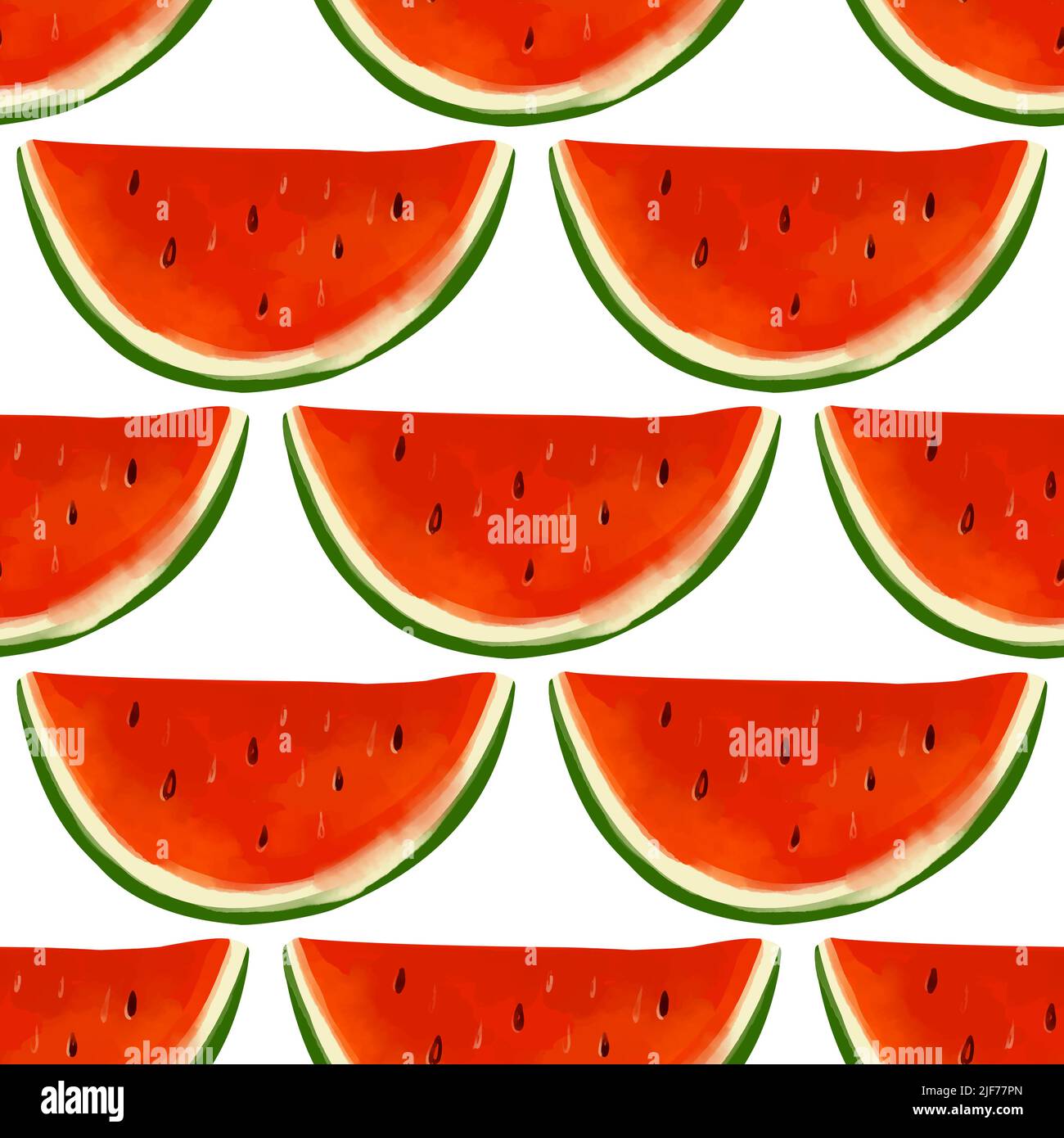 Seamless pattern with iIllustration a watermelon slices on a white ...