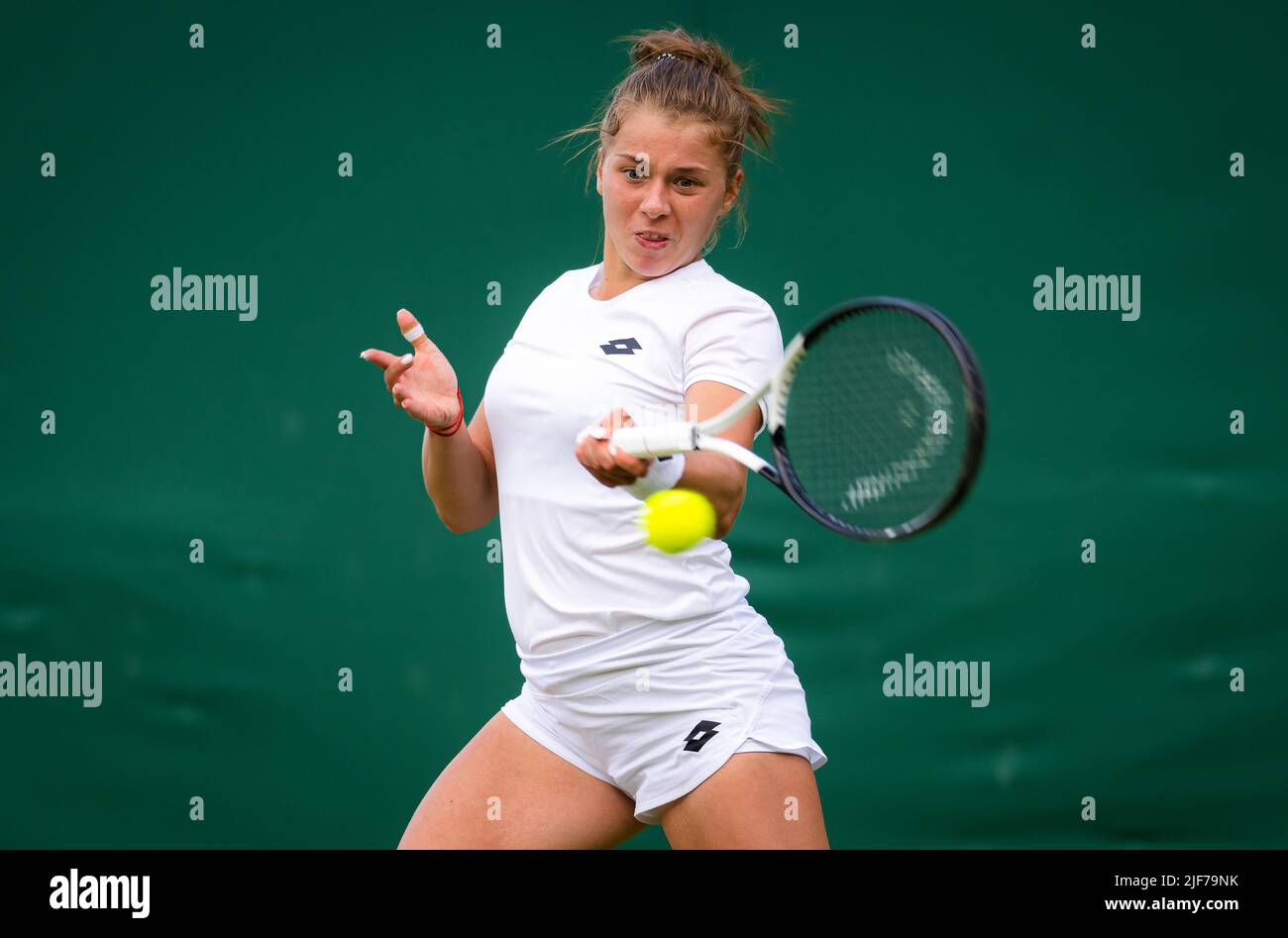 Maja Chwalinska of Poland in action against Alison Riske-Amritraj of the United States during the second round of the 2022 Wimbledon Championships, Grand Slam tennis tournament on June 29, 2022 at All England Lawn Tennis Club in Wimbledon near London, England - Photo: Rob Prange/DPPI/LiveMedia Stock Photo