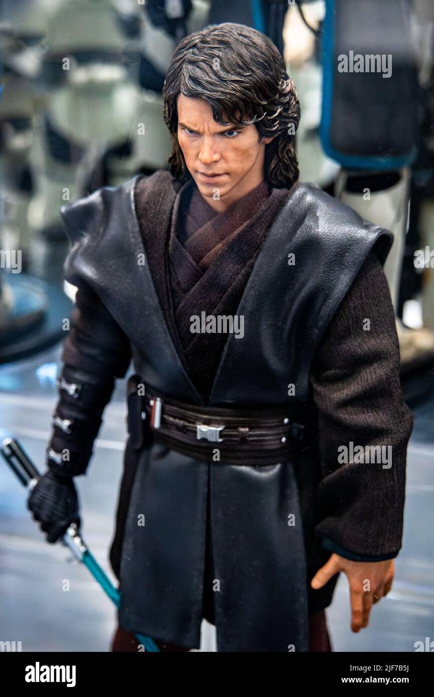 Anakin Skywalker fugurine on display during Star Wars Day 2022 exhibition in Suntec City, Singapore. Stock Photo
