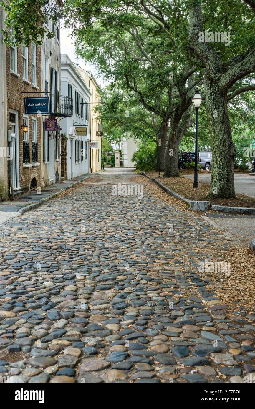 A cobblestone street in Charleston, South Carolina Stock Photo Alamy