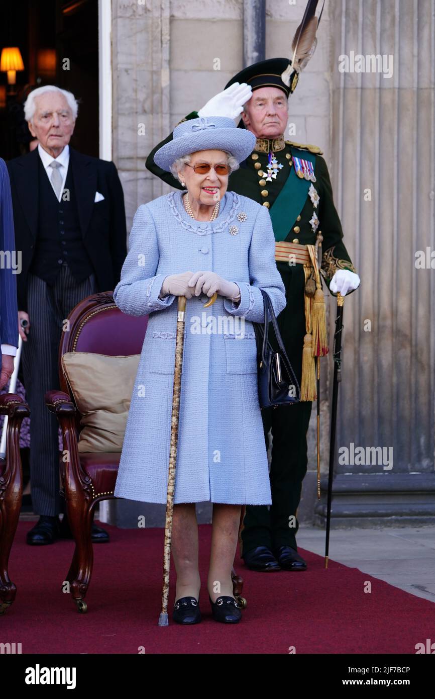 Queen Elizabeth II attending the Queen's Body Guard for Scotland (also