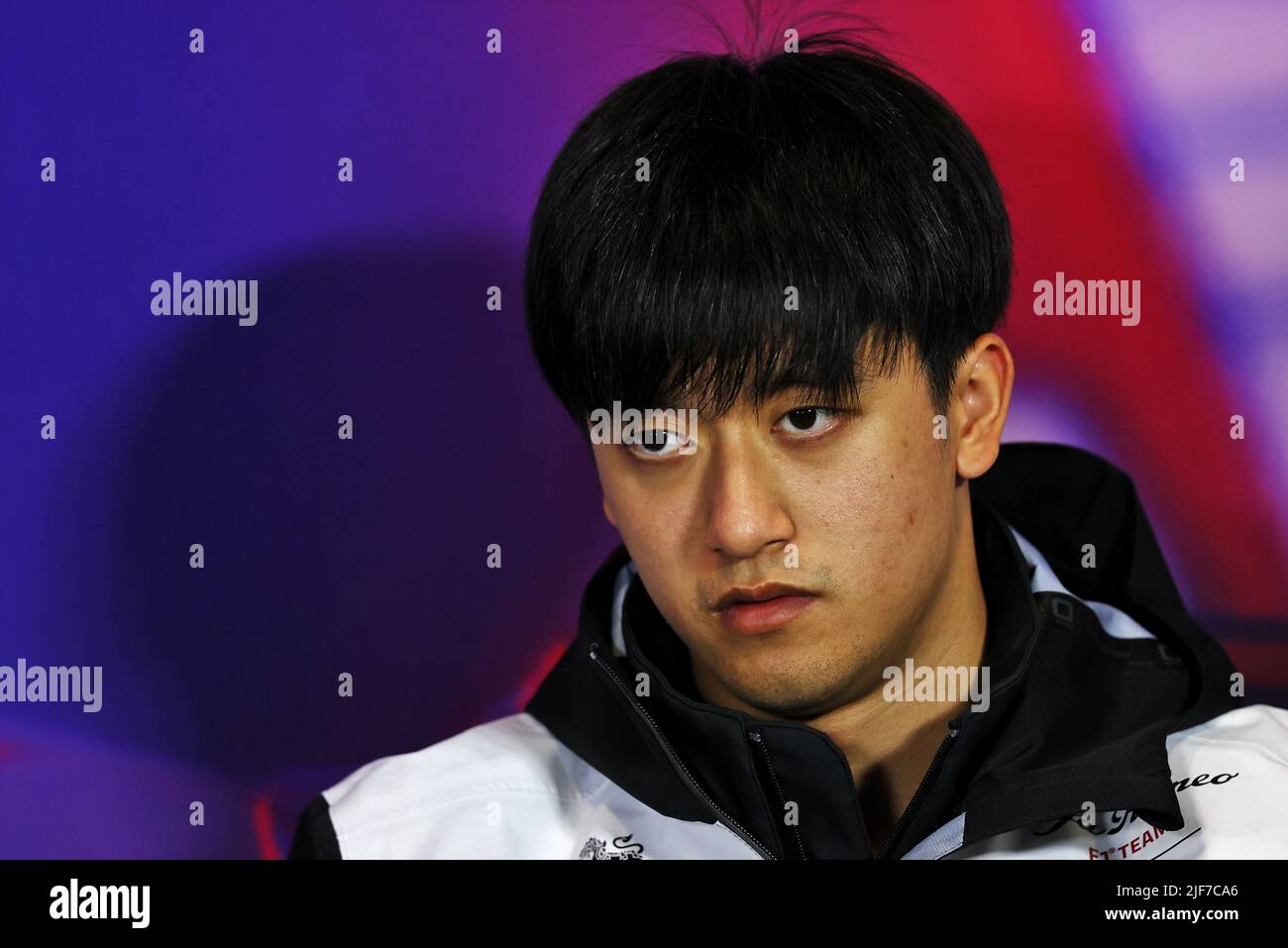 Guanyu Zhou (CHN) Alfa Romeo F1 Team in the FIA Press Conference