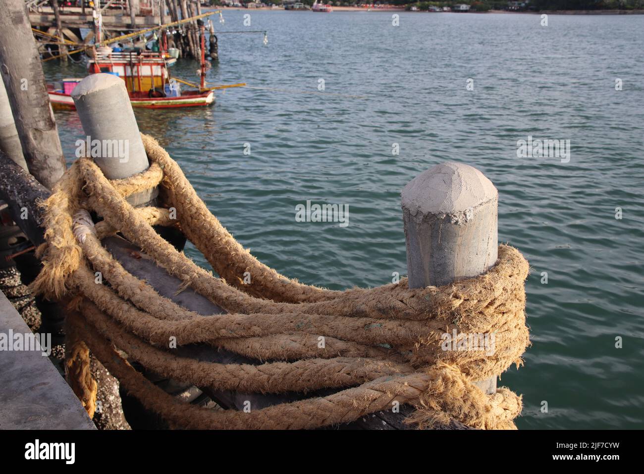 A sailor's rope used to tie fishing boats to a pier Stock Photo Alamy