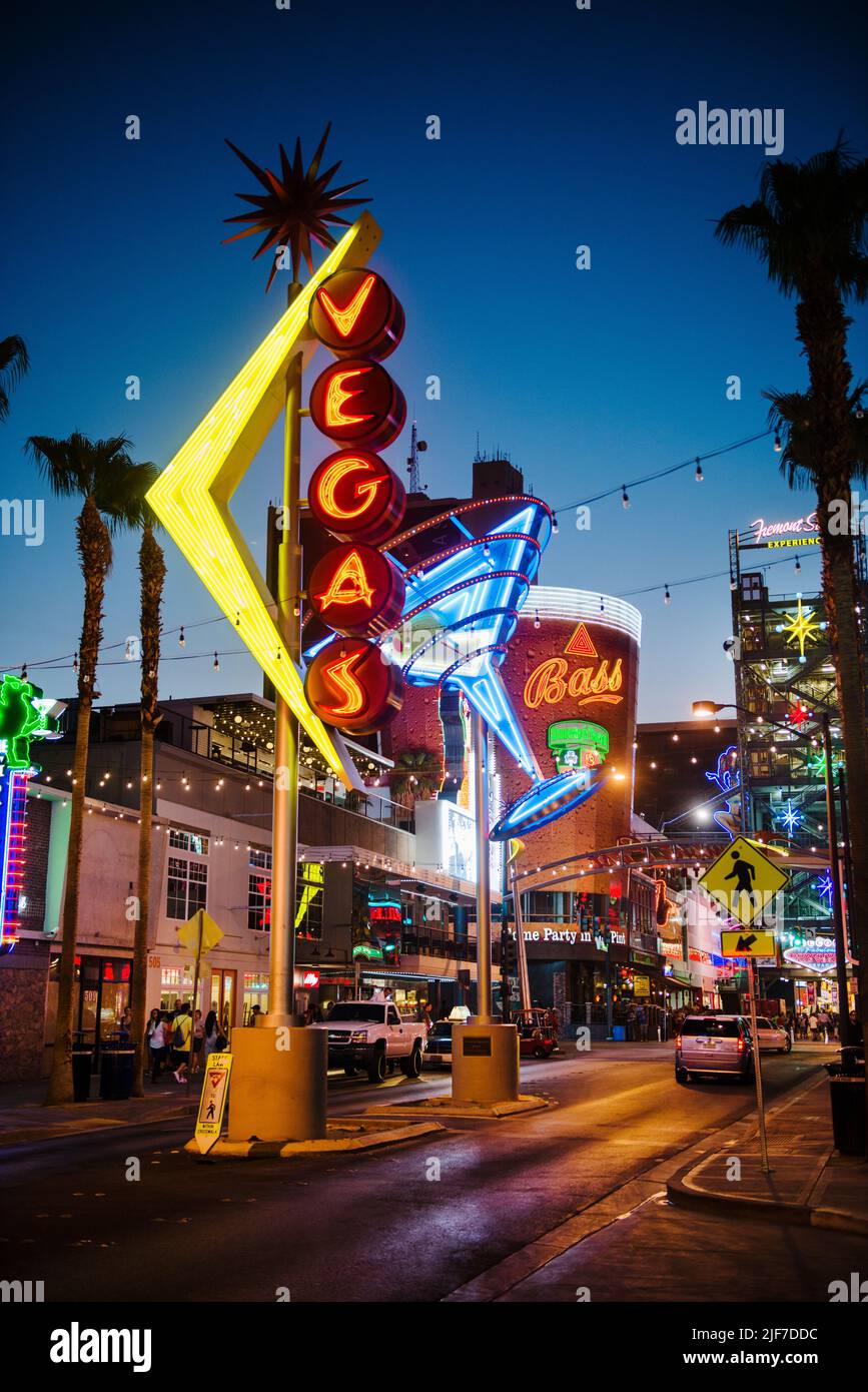 Freemont street at night, downtown Las Vegas, Nevada Stock Photo Alamy