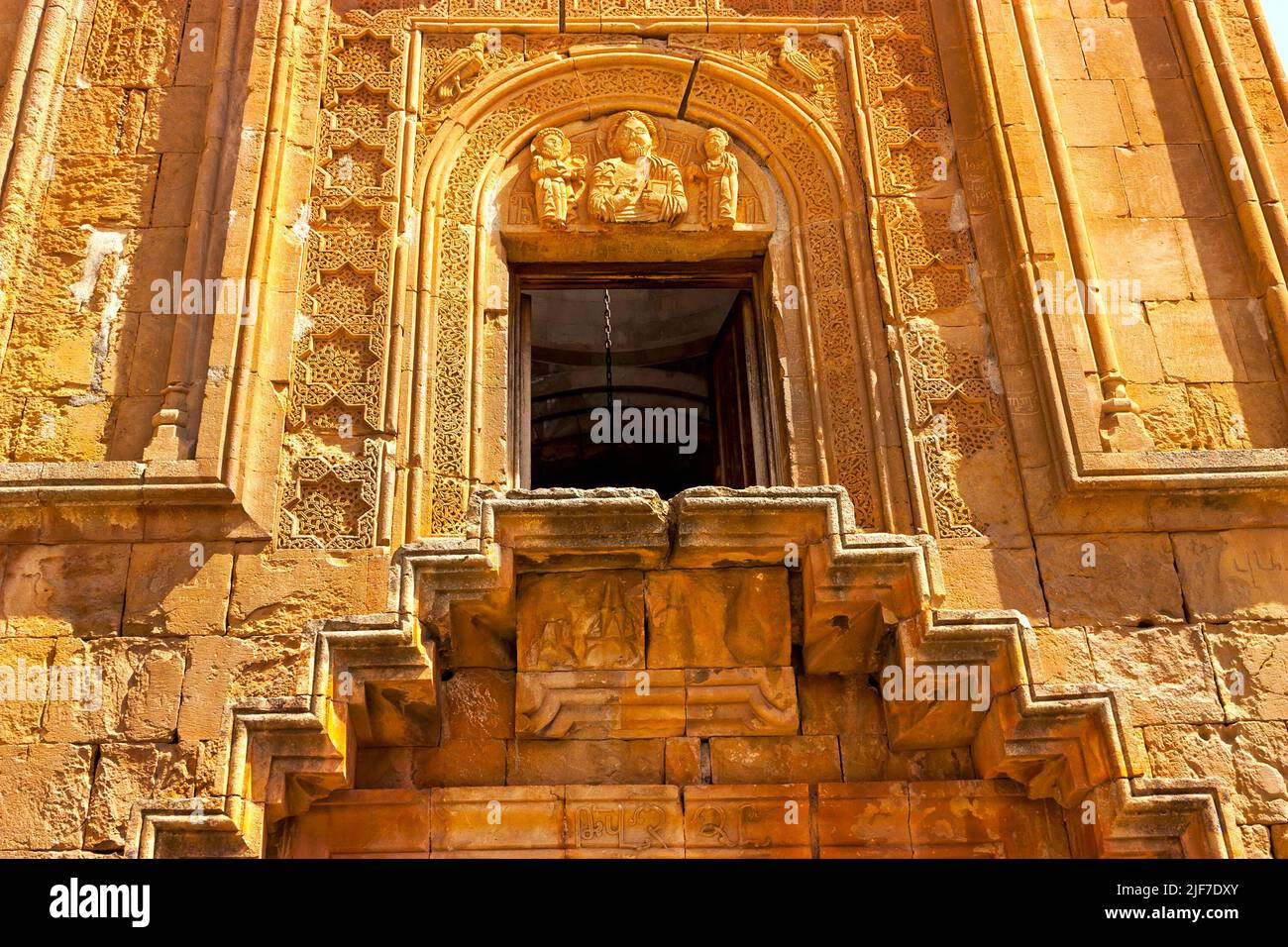 Steep stairs of Noravank Monastery of Syunik region in Armenia Stock Photo