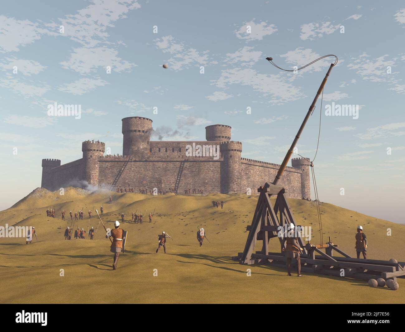 3d illustration of a besieged castle Stock Photo