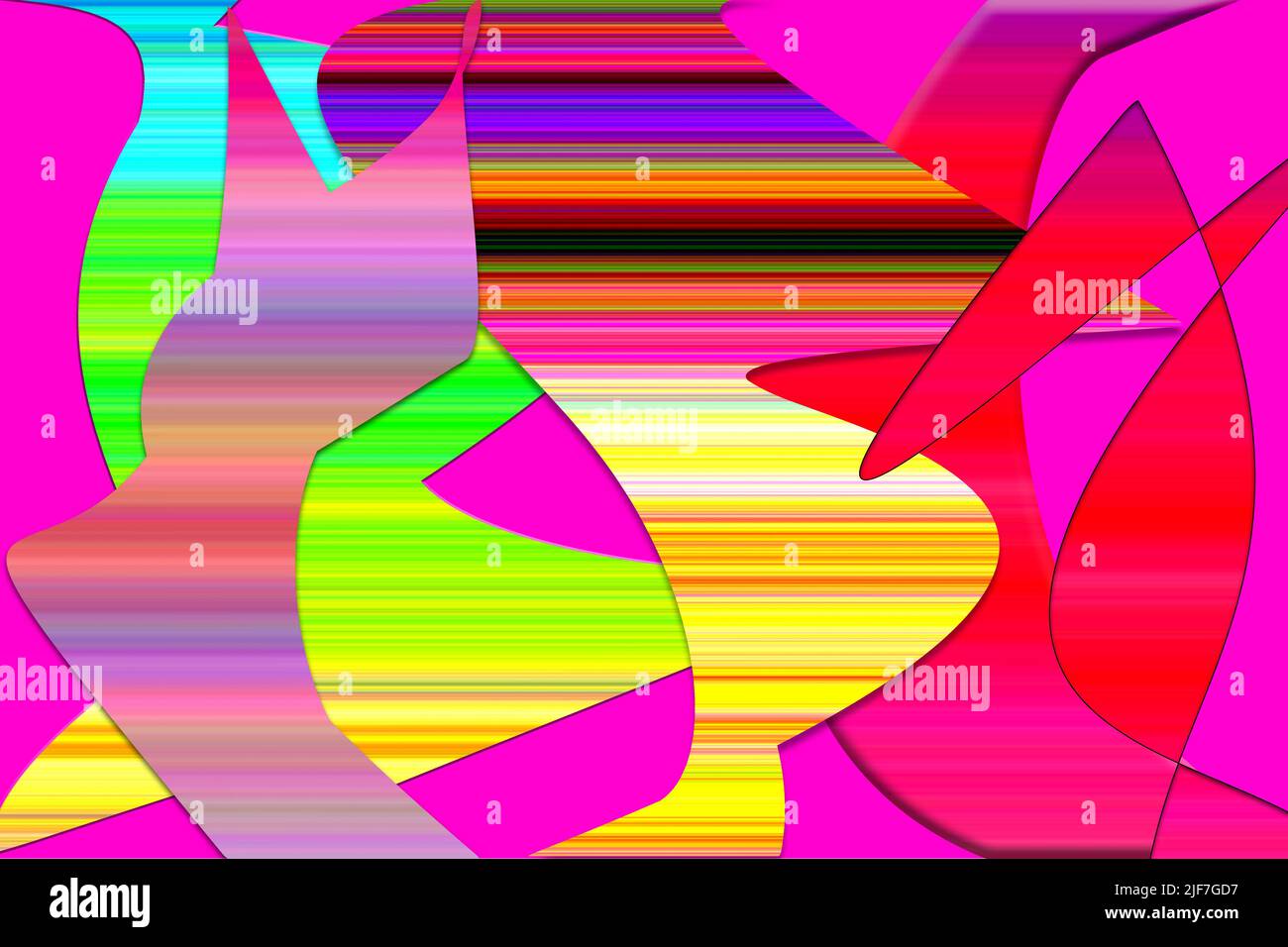 Digital art, 3d illustration. random pattern of bright and colorful geometric shapes Stock Photo