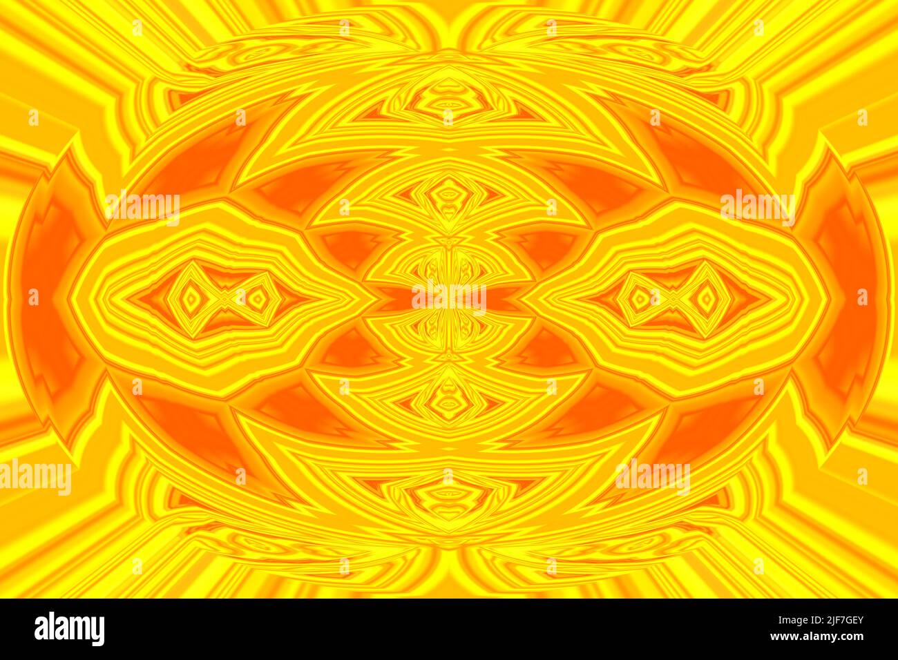 Digital art, 3d illustration. Abstract yellow geometric symmetrical background Stock Photo