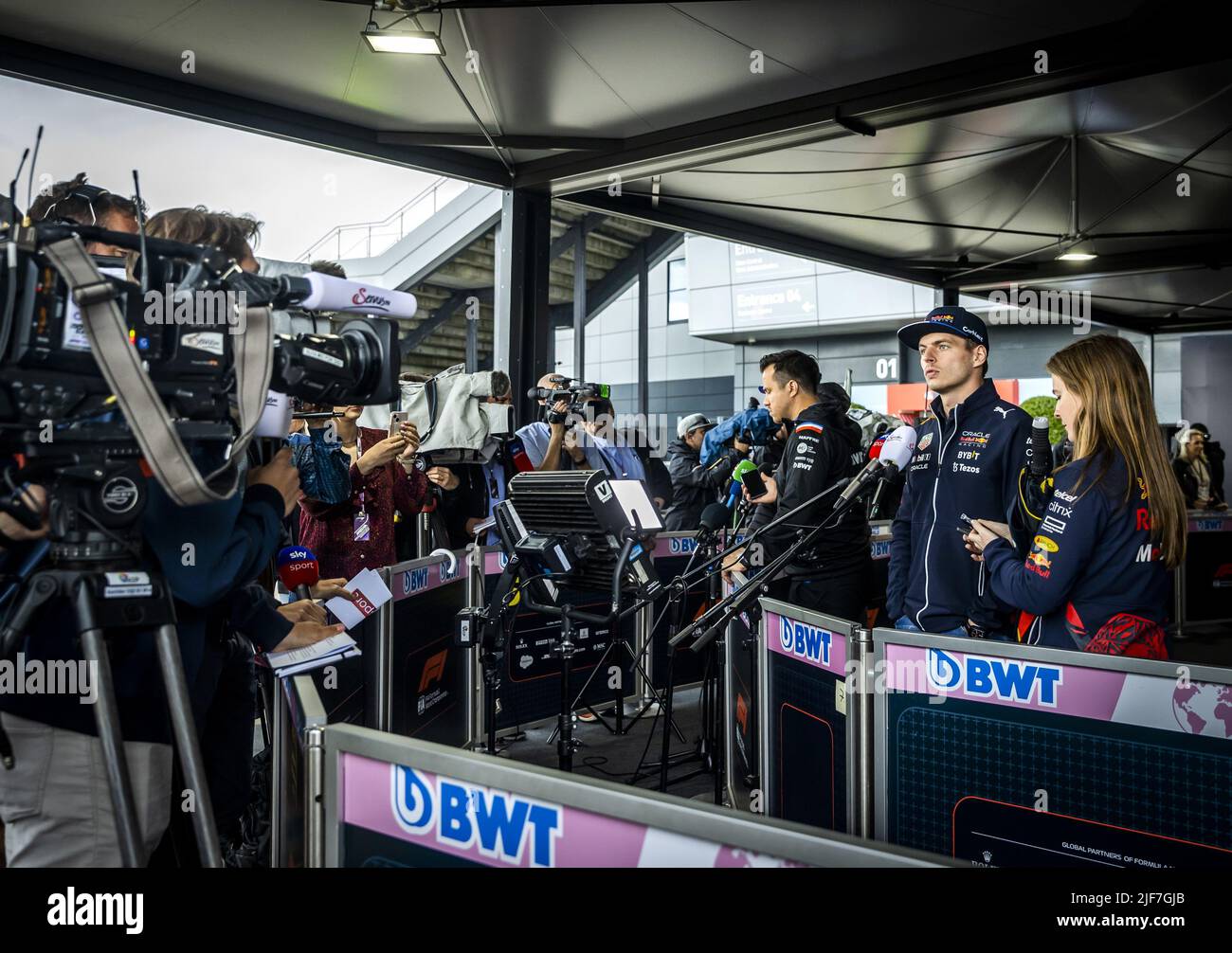30th June, 2022. NORTHAMPTON - Max Verstappen (Oracle Red Bull Racing)  speaks to the press at the Silverstone circuit in the run-up to the Grand  Prix of Great Britain. REMKO DE WAAL