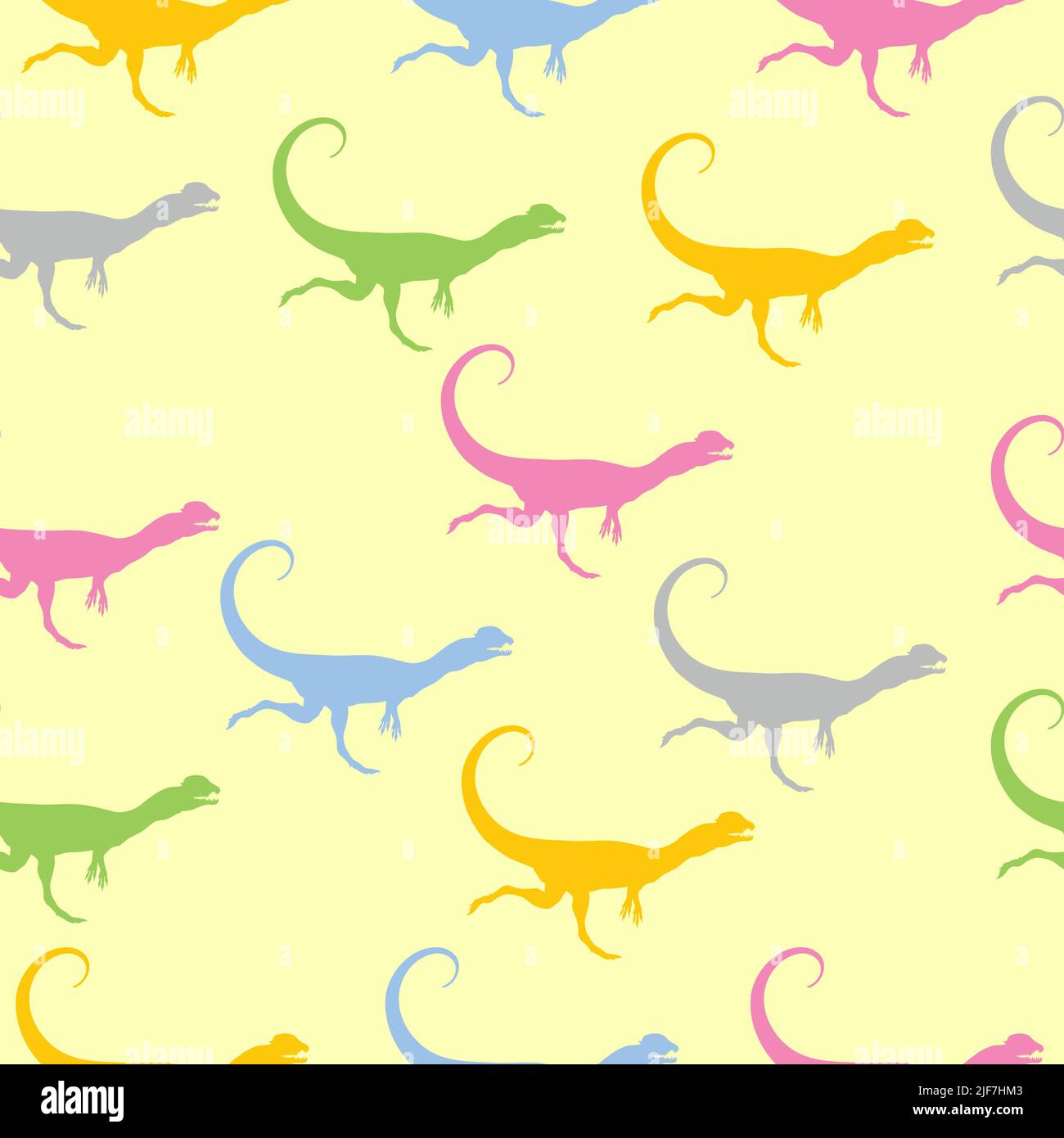 A pattern with dinosaurs. The perfect fashionable texture for baby fabrics and wallpaper. Silhouettes of dinosaurs. Stock Vector