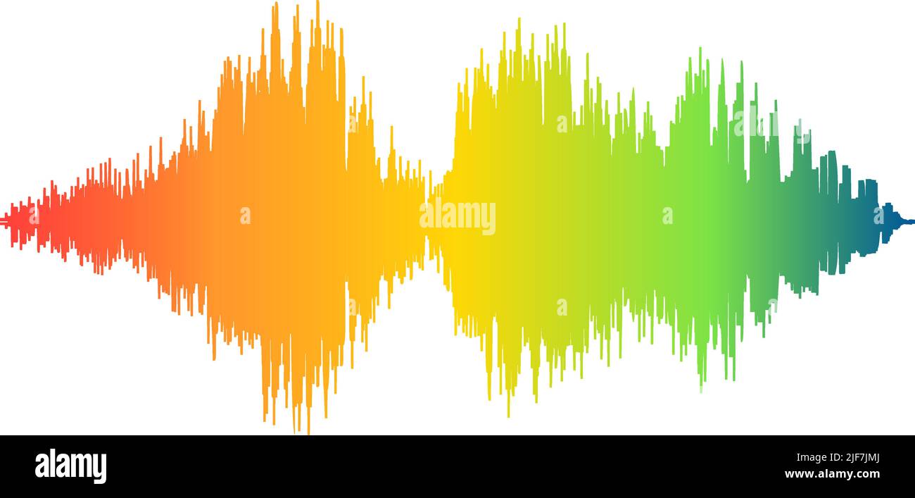 rainbow colored audio waveform isolated on white background, vector illustration Stock Vector