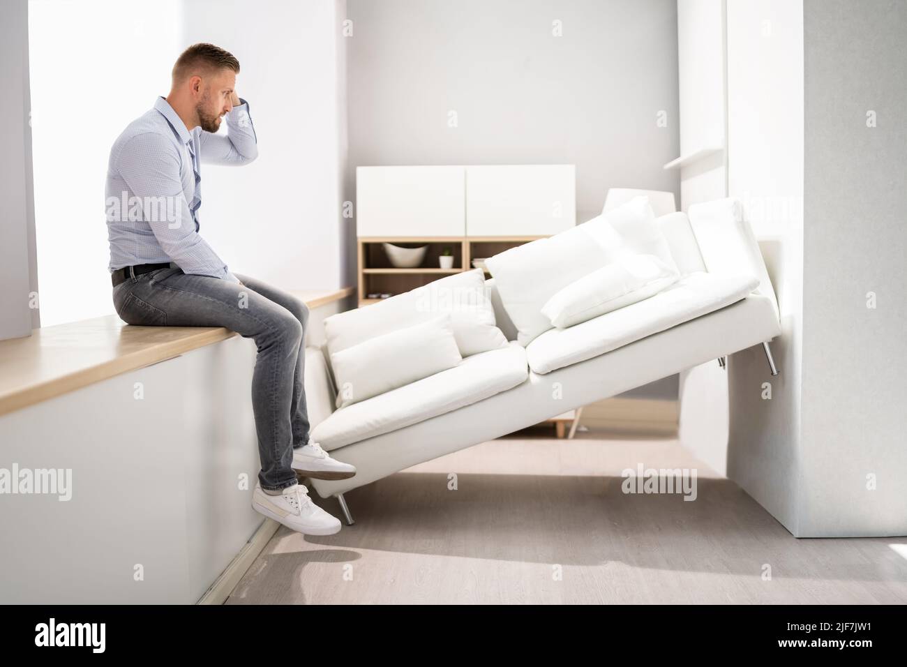 Lack Of Space Interior Design Mistake. Sofa Furniture Does Not Fit