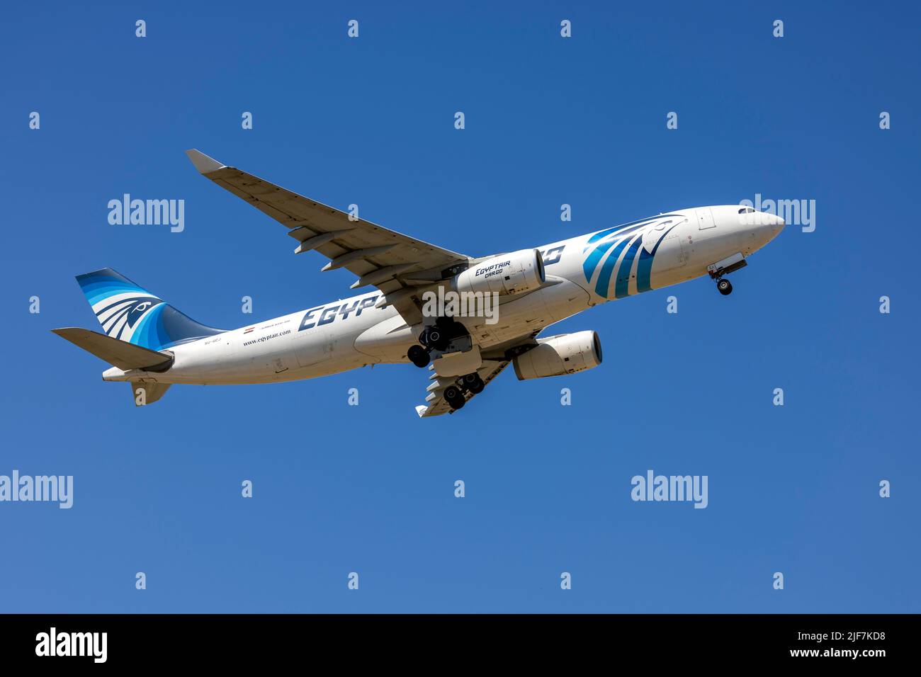 EgyptAir Cargo Airbus A330-243(P2F) (REG: SU-GCJ) taking off from runway 13. Stock Photo