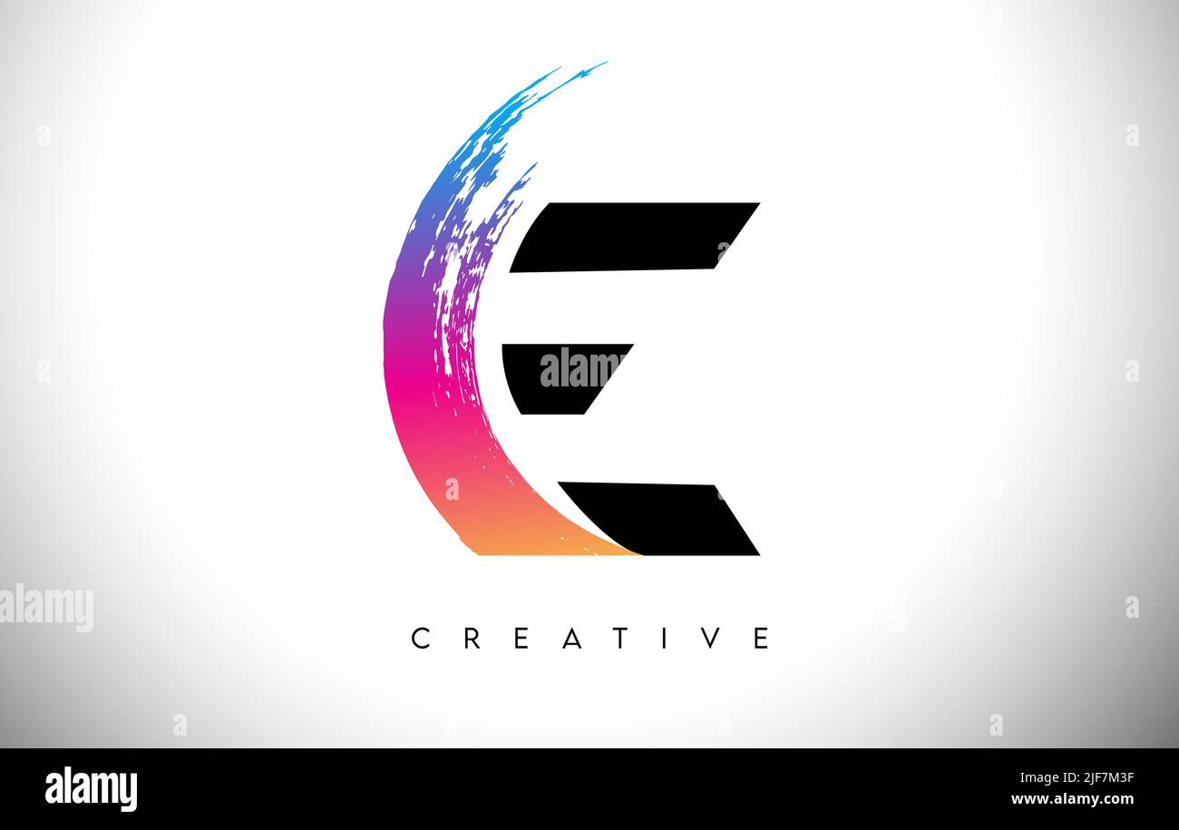 E Brush Stroke Artistic Letter Logo Design with Creative Modern Look ...