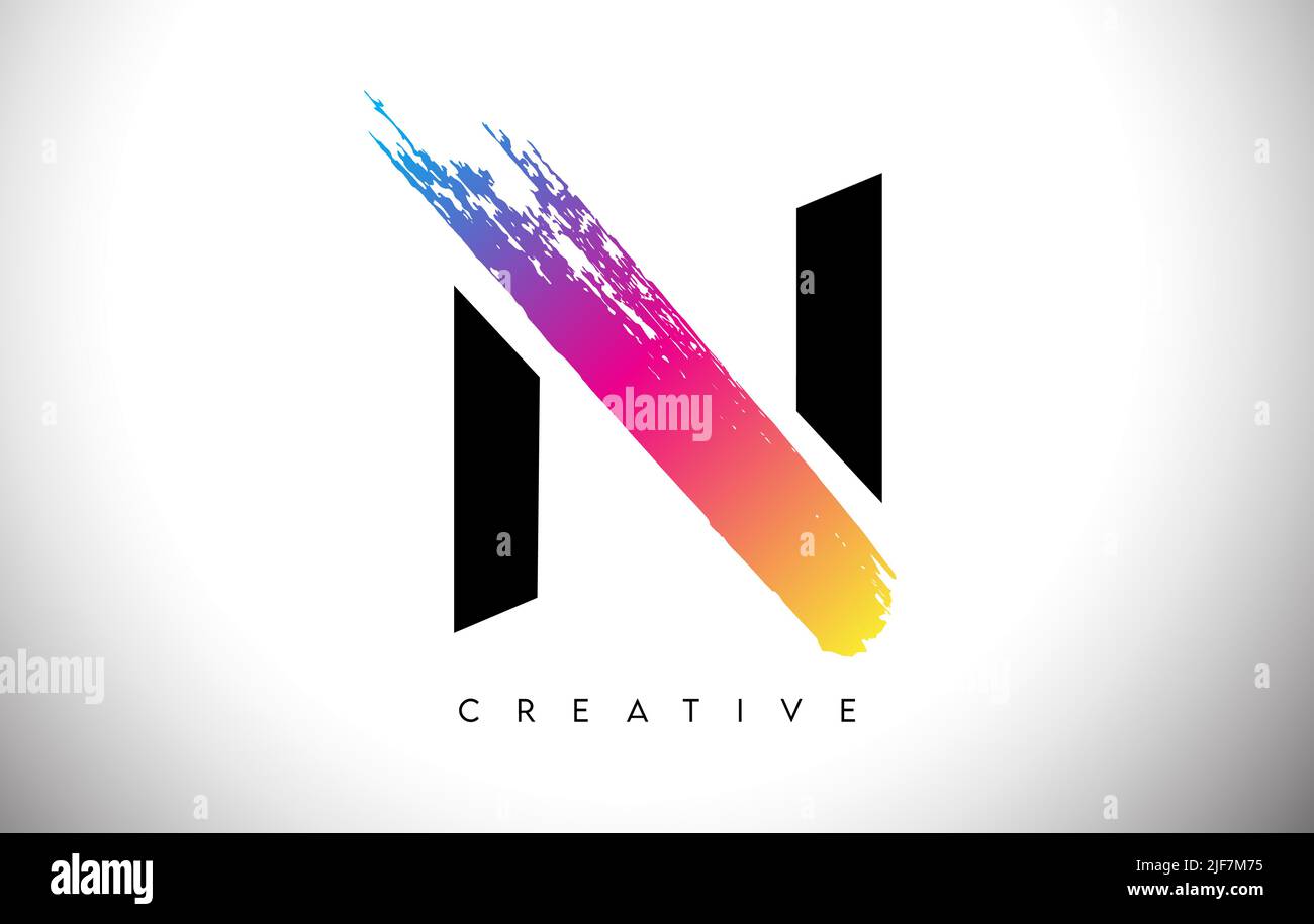 N Brush Stroke Artistic Letter Logo Design with Creative Modern Look ...