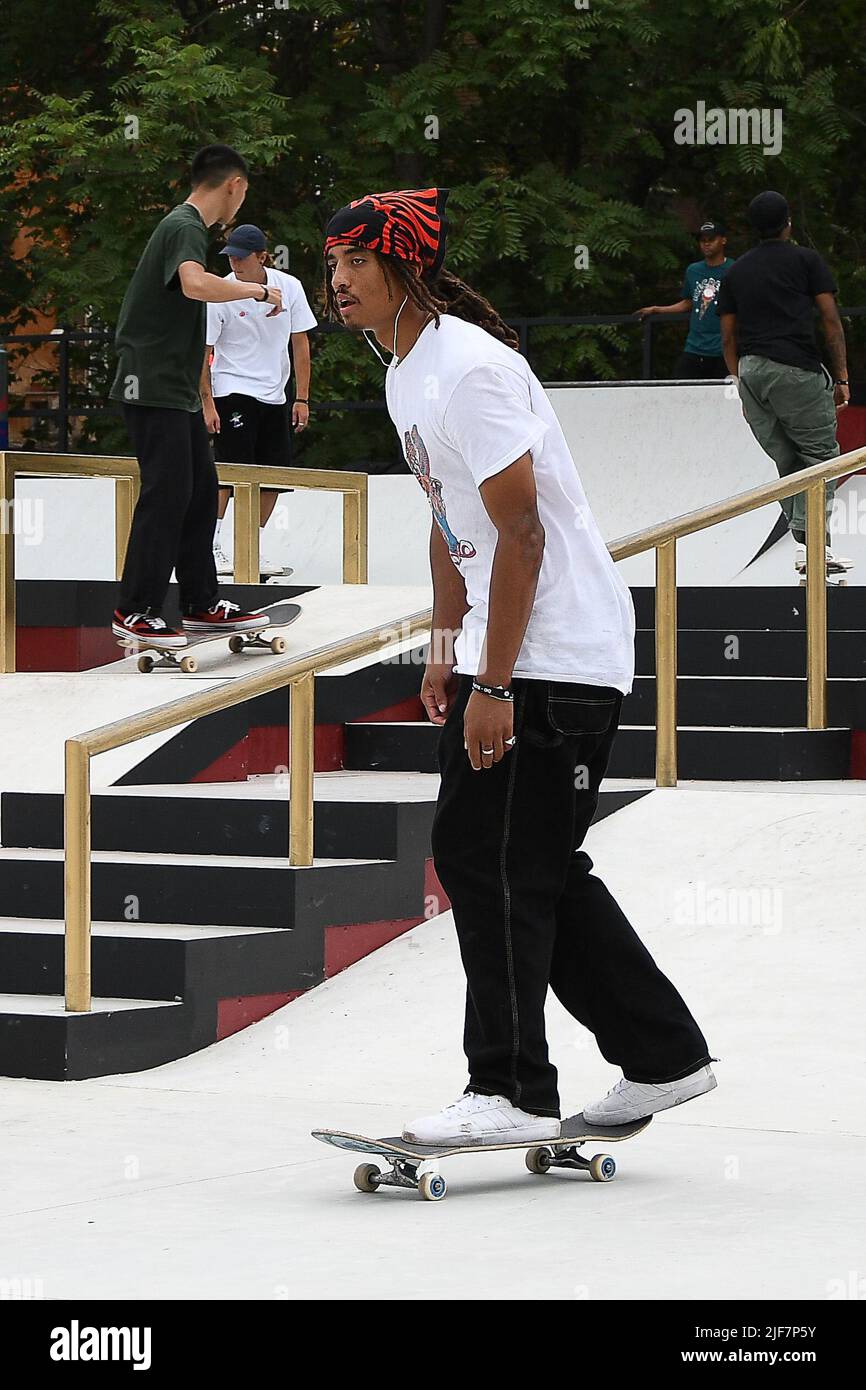 Rome, Italy. 28th June, 2022. Chris Pierre during Street Skateboarding,  Roma, Italia, at the Colle Oppio