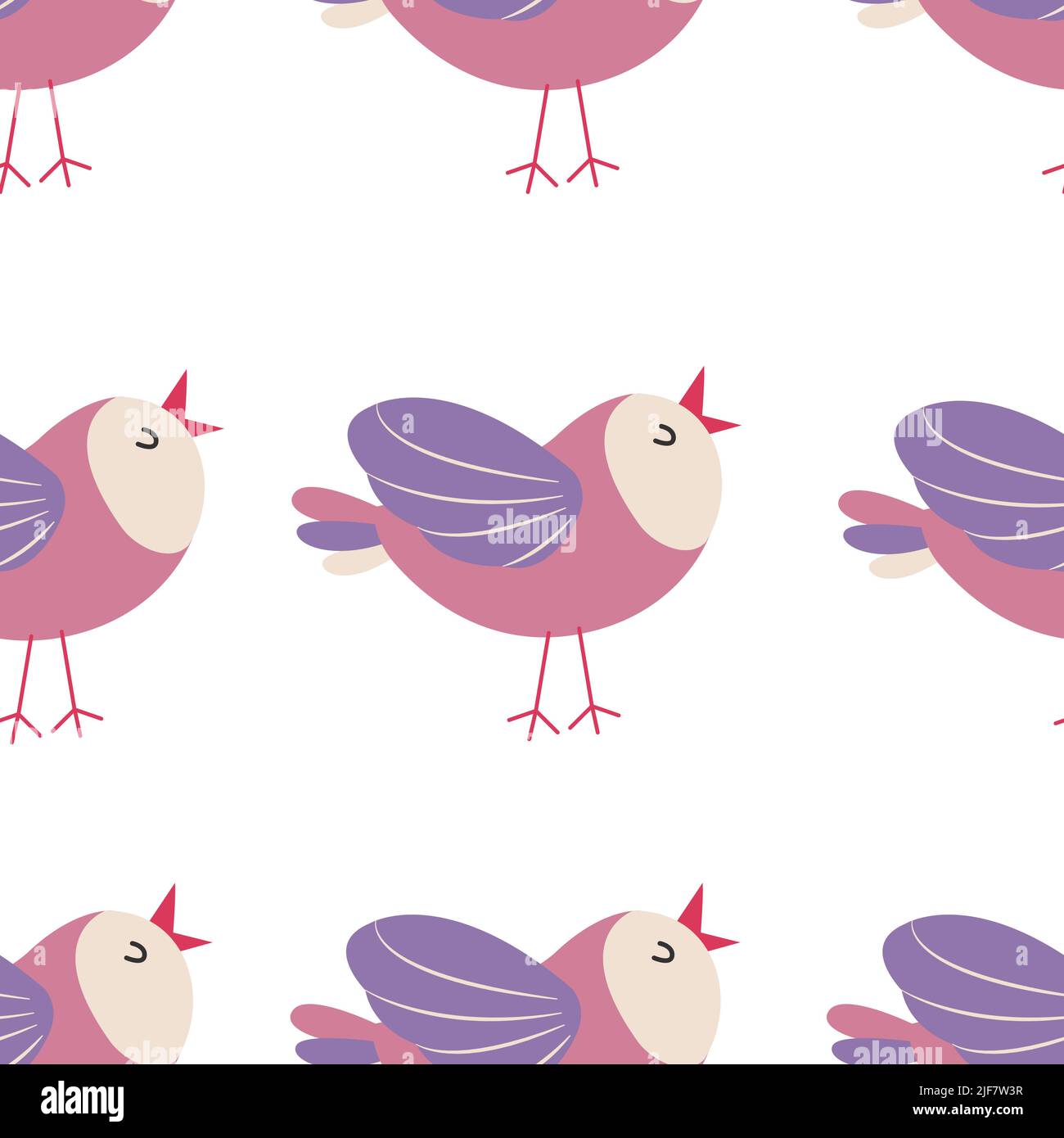 Colorful birds seamless pattern. Exotic birds in different print poses ...