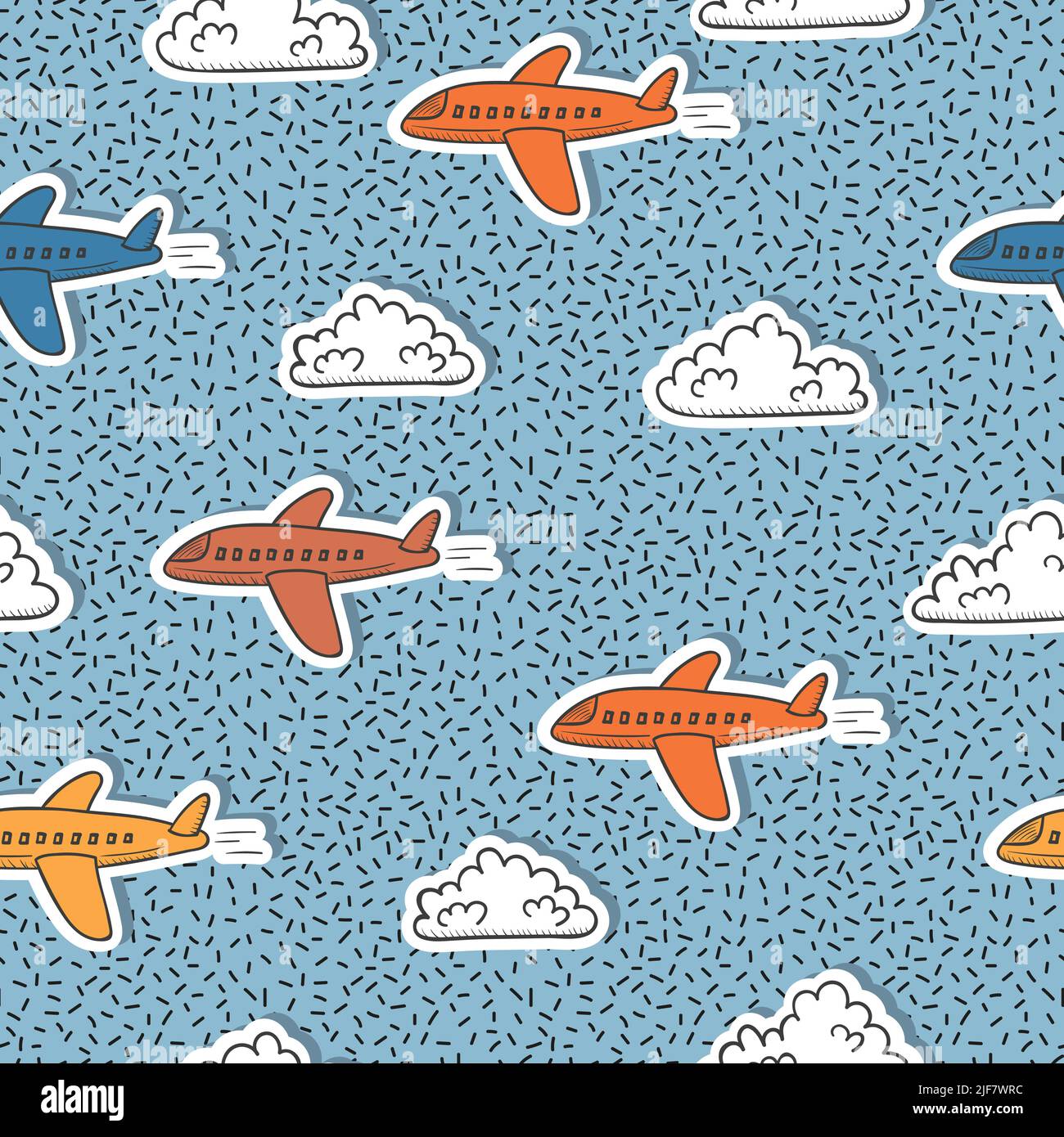 Seamless childish pattern with colorful airplanes and clouds for kids ...