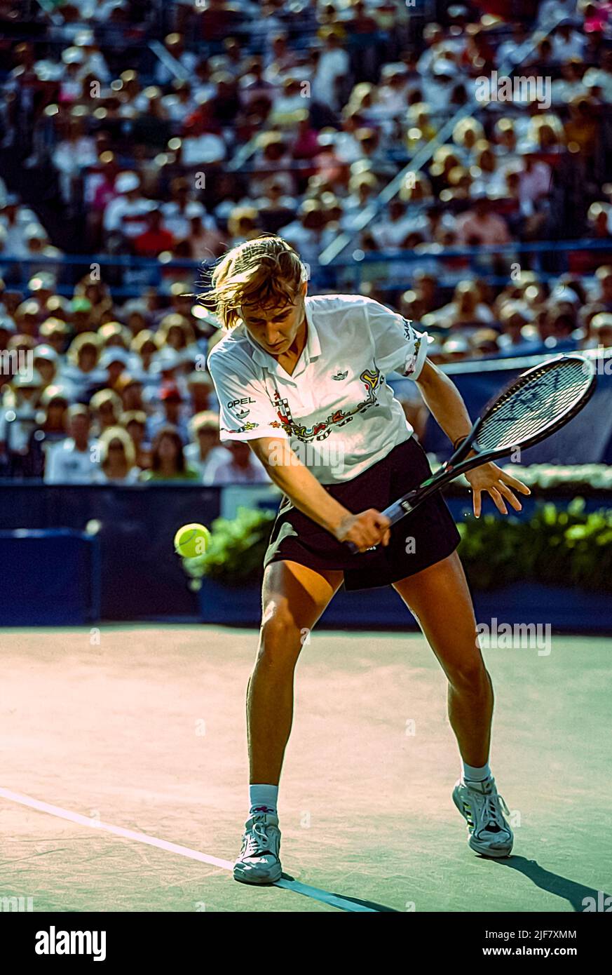 Steffi Graf (GER) competing at the 1989 US Open Tennis. Stock Photo