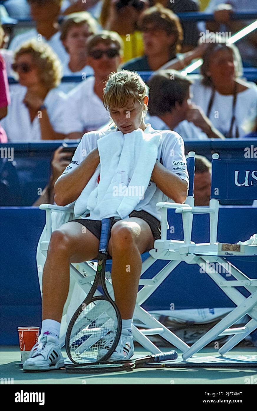 Steffi Graf (GER) competing at the 1989 US Open Tennis. Stock Photo