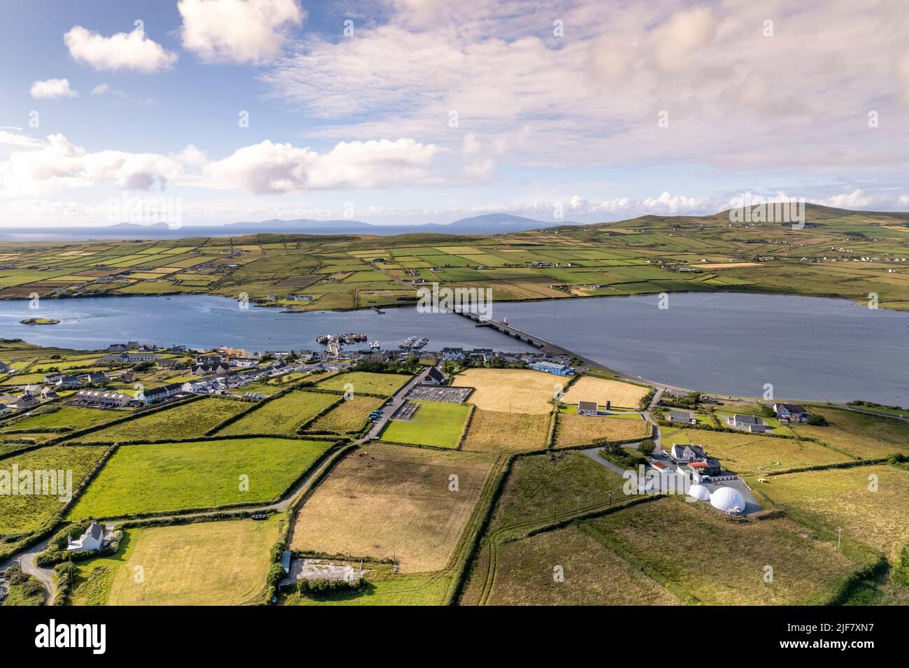 Aerial view of Portmagee and Valentia Island, County Kerry, Ireland Stock Photo