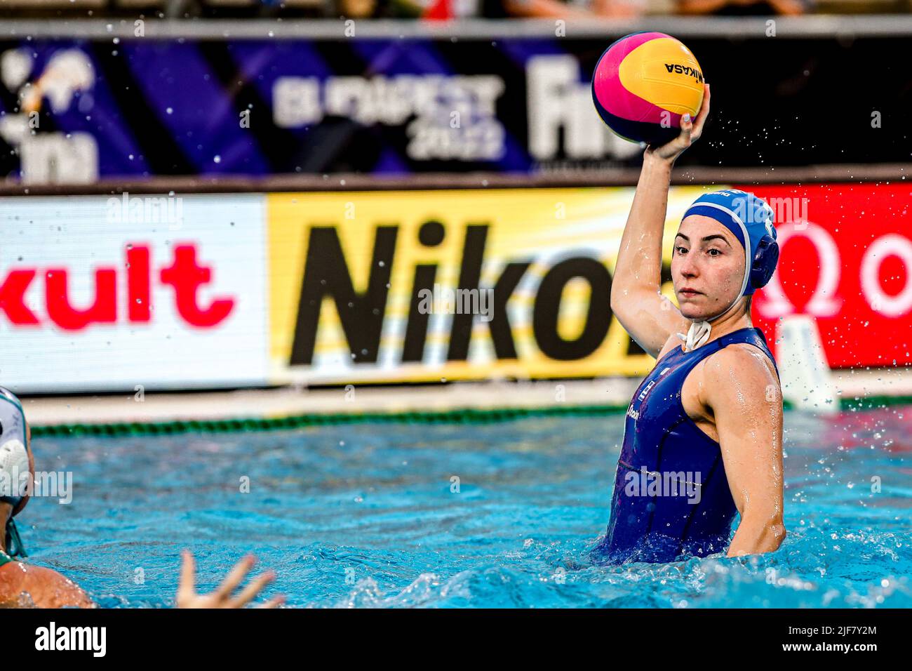 BUDAPEST, HUNGARY - JUNE 30: Eleftheria Plevritou of Greece during the FINA  World Championships Budapest 2022 5-8 place match Australia v Greece on  June 30, 2022 in Budapest, Hungary (Photo by Albert