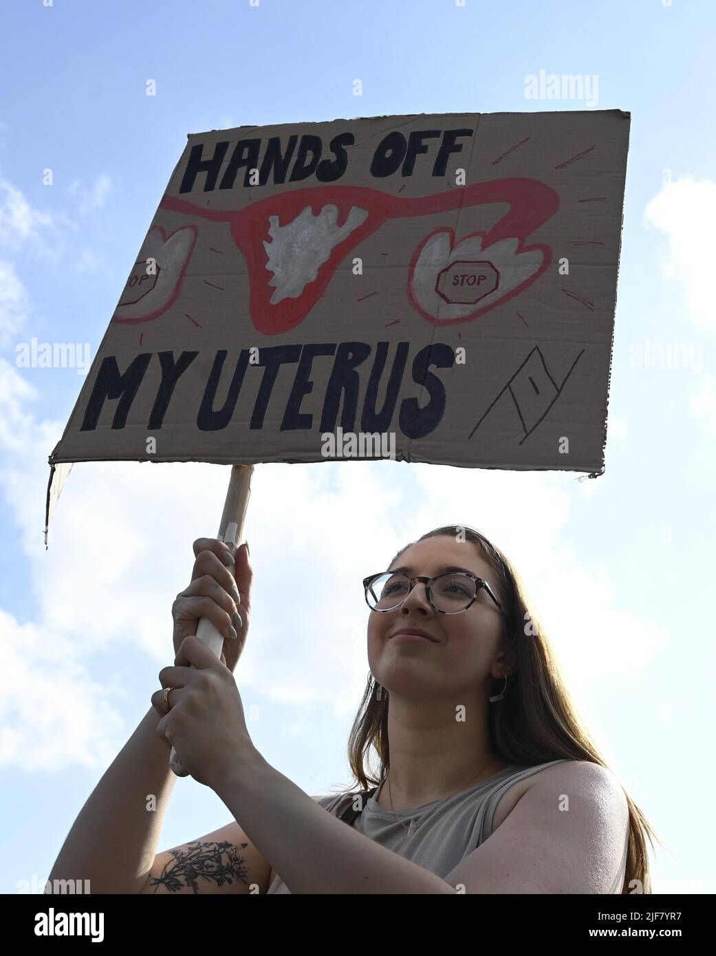 Prague, Czech Republic. 30th June, 2022. Demonstration of Amnesty International organisation against U.S. Supreme Court's decision that ends the constitutional right to abortion was held on June 30, 2022, in Prague, Czech Republic. Credit: Michal Krumphanzl/CTK Photo/Alamy Live News Stock Photo