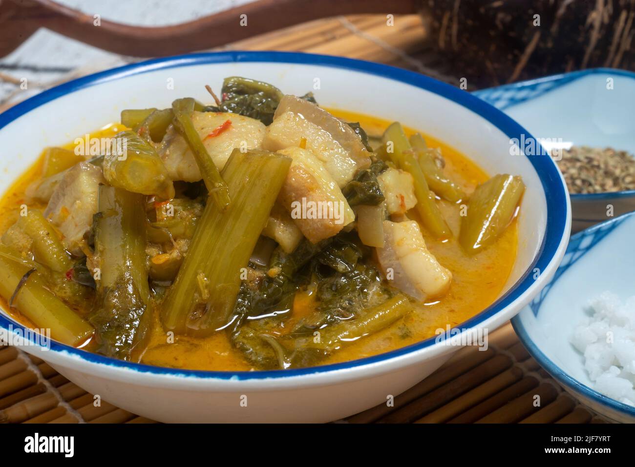 Pork curry with morning glory curry (Kaeng Moo Ta Pho) Thai food, pork