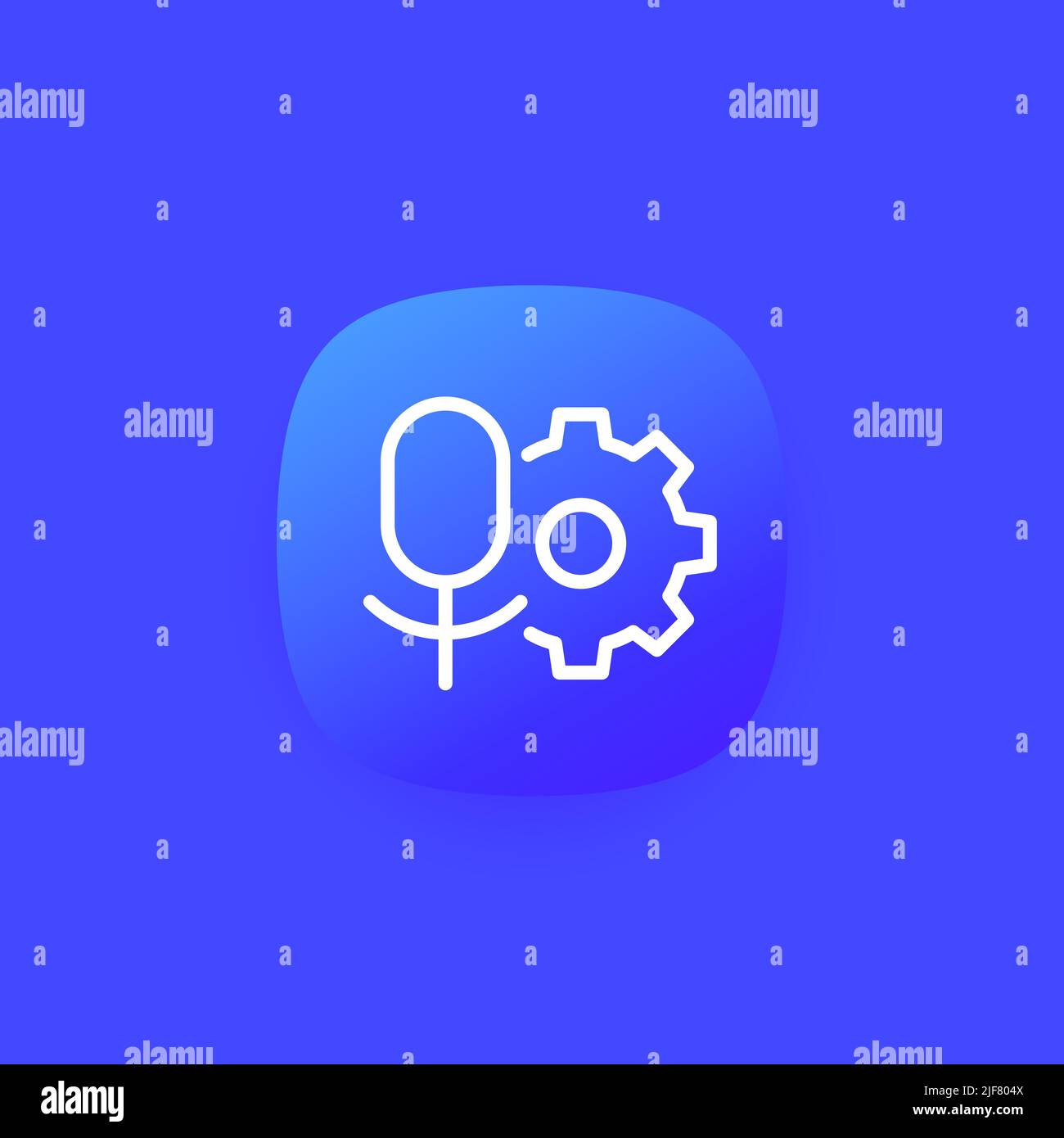 recording settings line icon with microphone Stock Vector