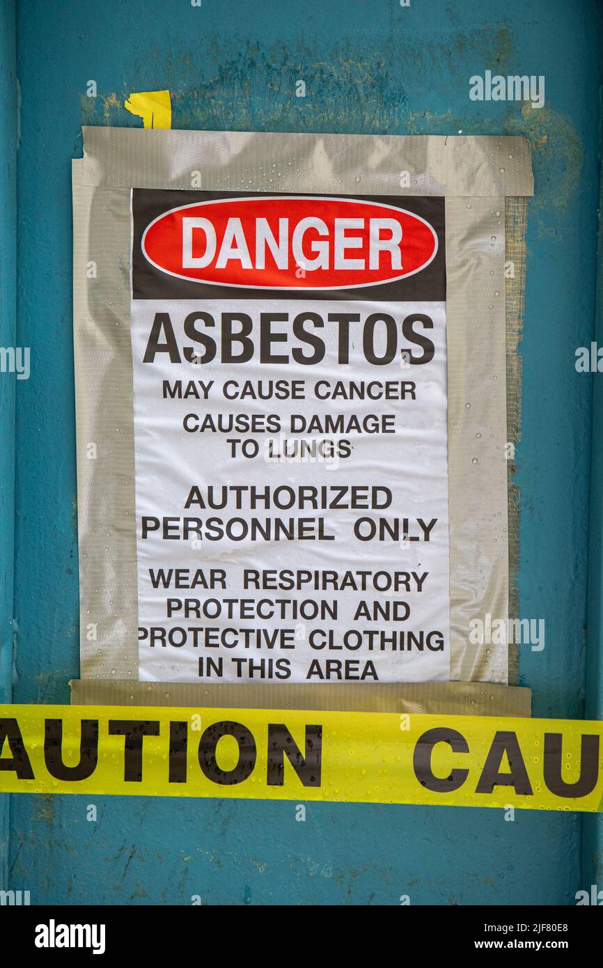 Danger. Asbestos. Warning sign or poster. Stock Photo