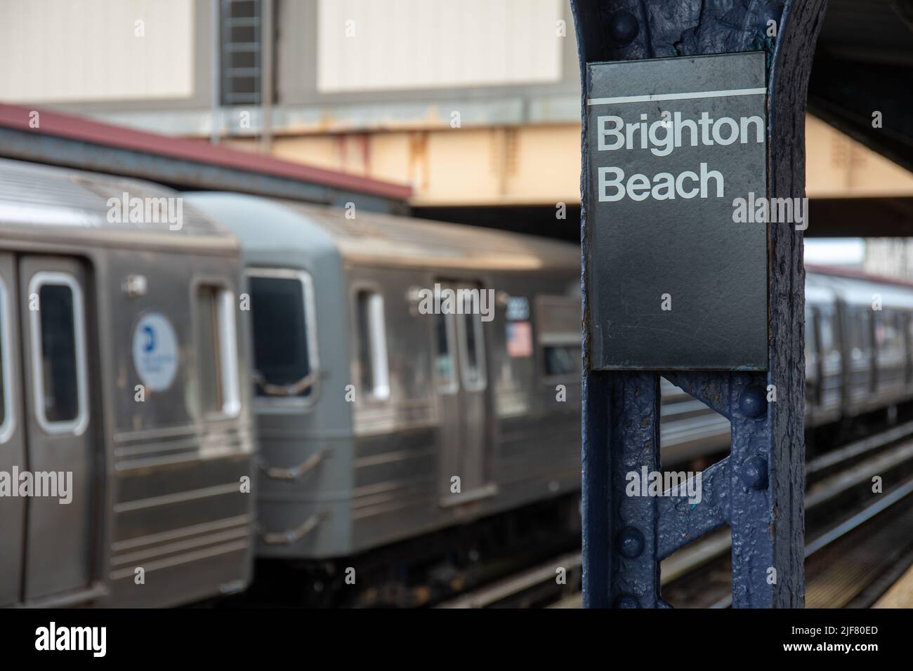 Brighton Beach elevated subway station in Brooklyn borough of New York City, United States of America Stock Photo