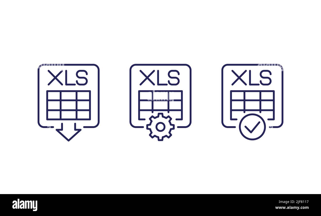 download xls document line icons on white Stock Vector