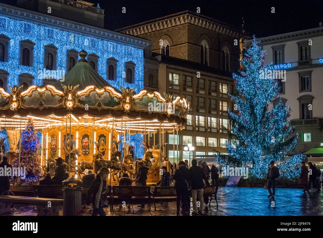 Republic Square in Florence with Christmas lights Stock Photo Alamy