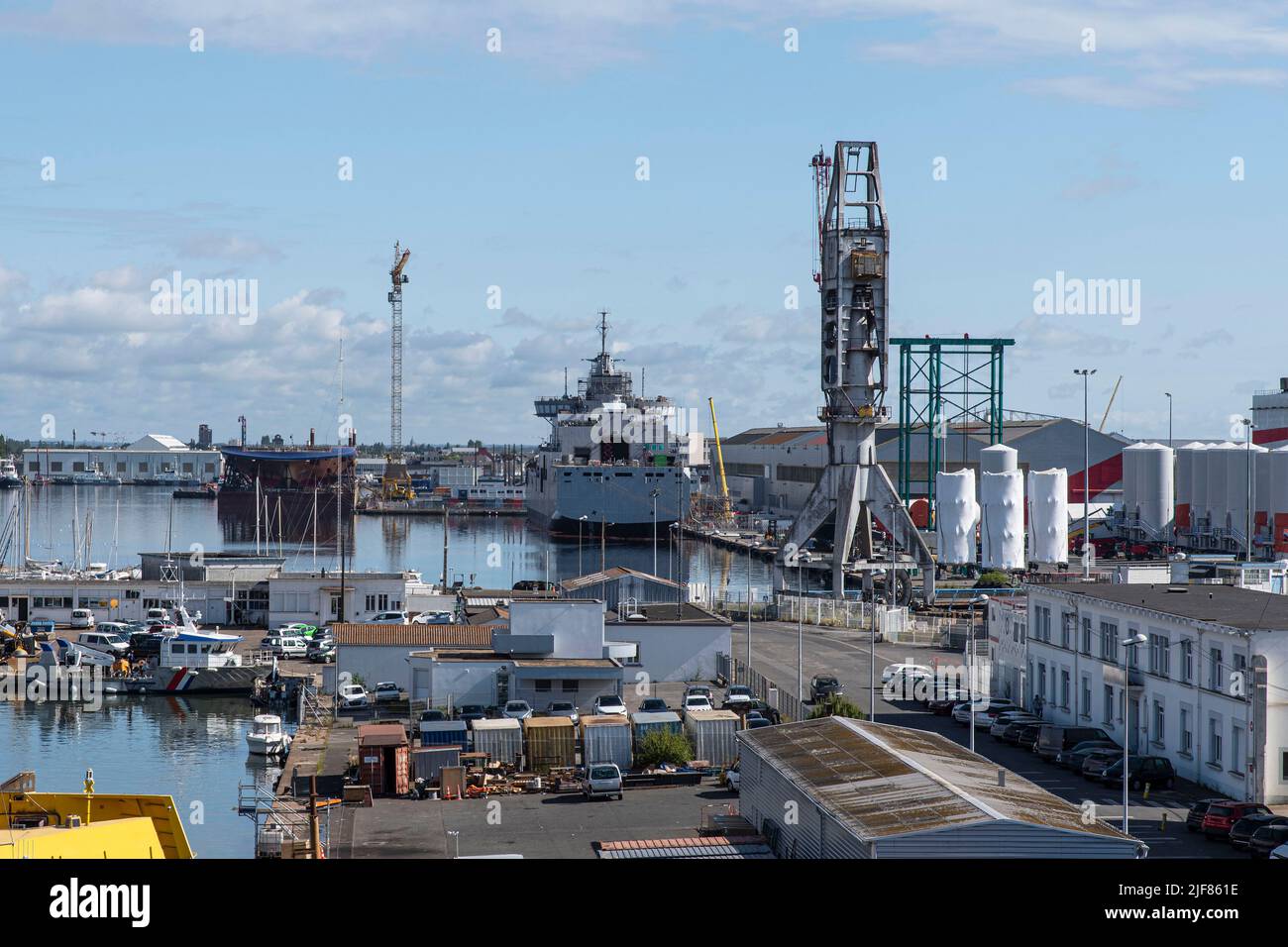 Urban landscape of the city and port of Saint Nazaire in Brittany