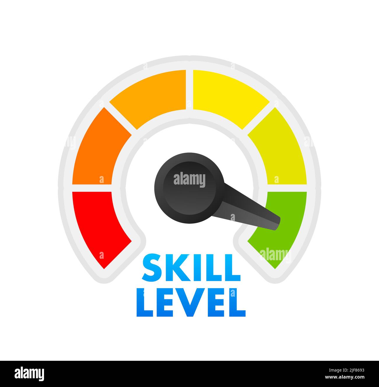 Skill levels growth, meter indicator. Skills enhancement. Vector stock